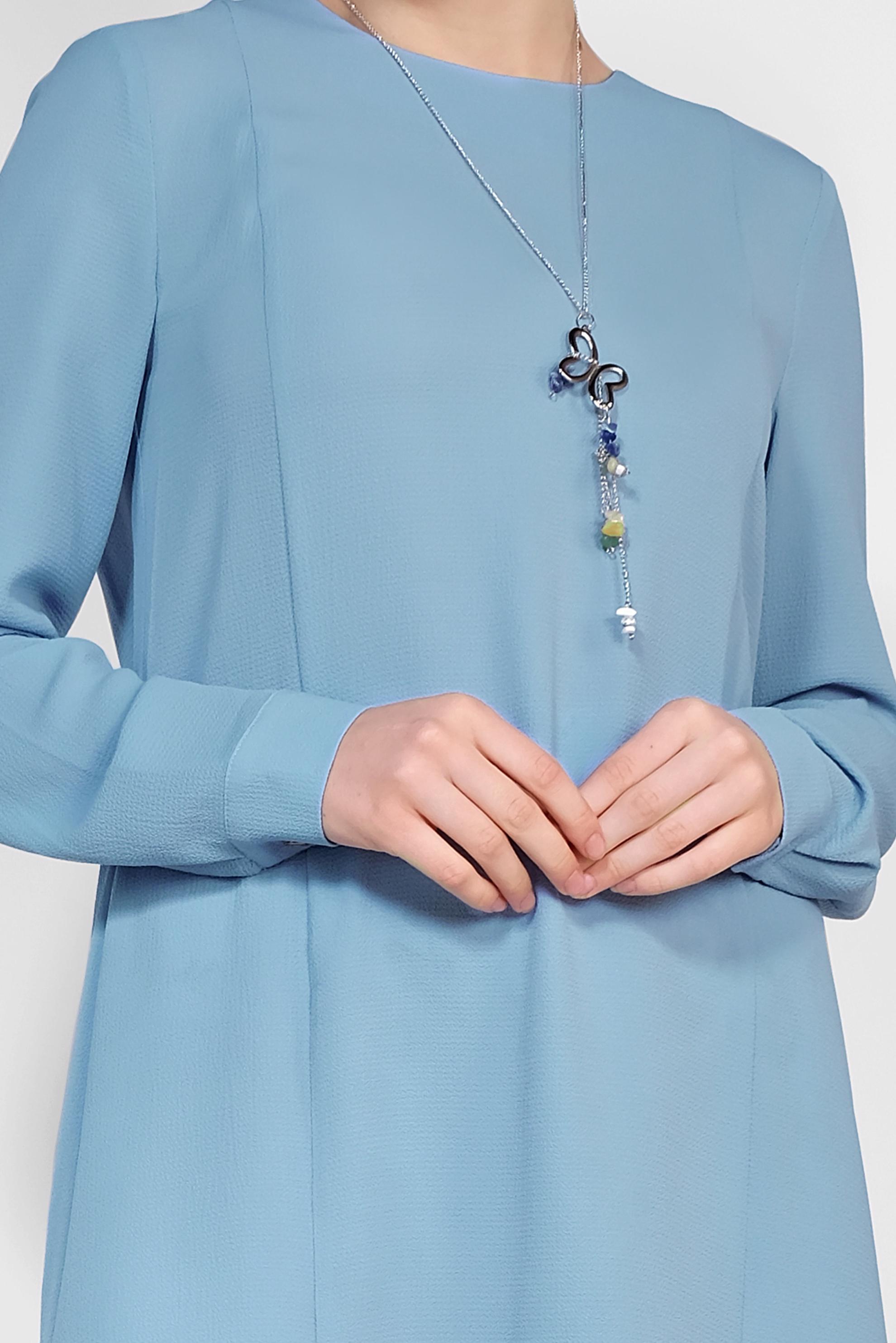 Tesettür giyim MAVİ FLORAL DESENLİ İKİLİ PANTOLONLU TAKIM 4294