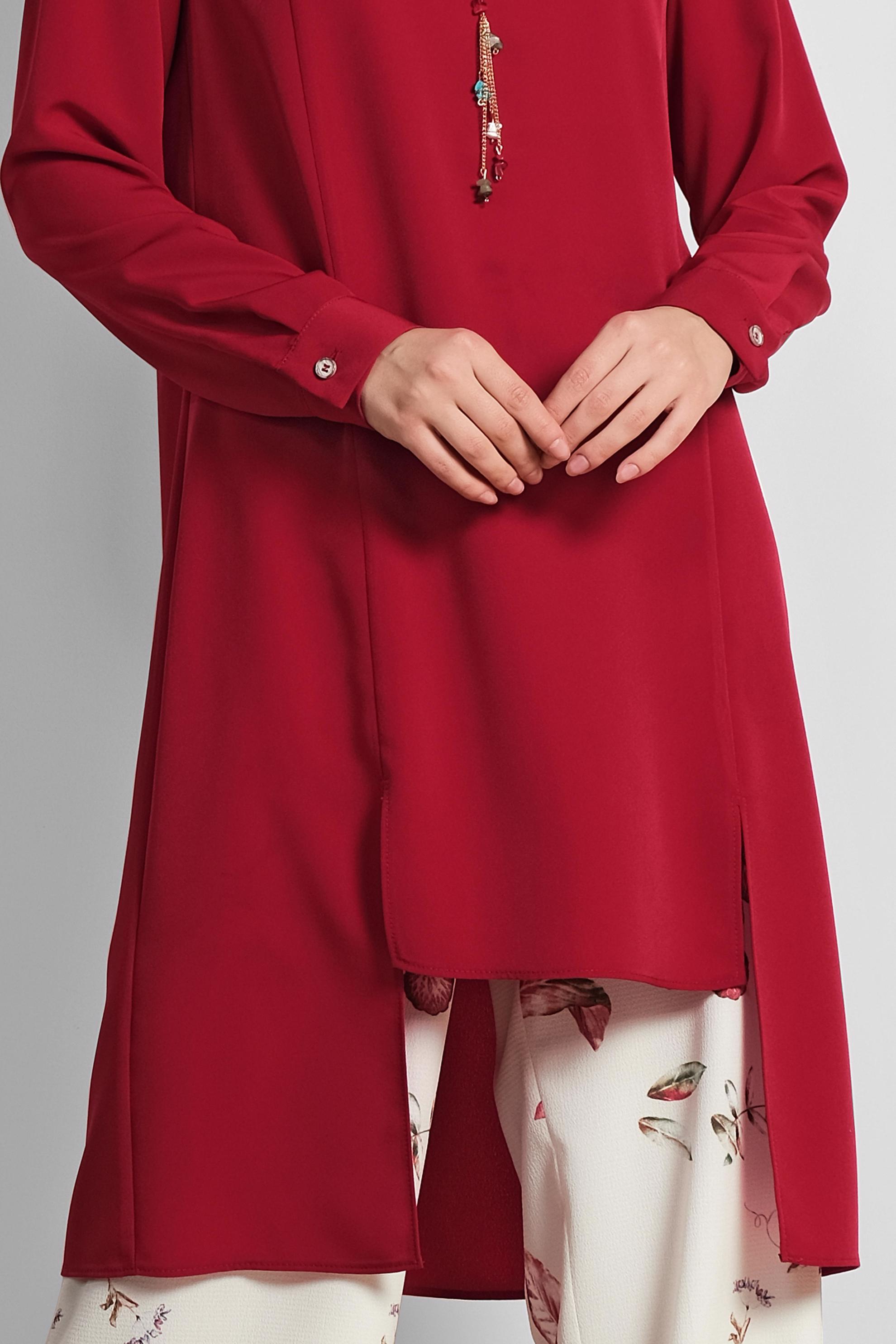 Tesettür giyim TURUNCU FLORAL DESENLİ İKİLİ PANTOLONLU TAKIM 4294