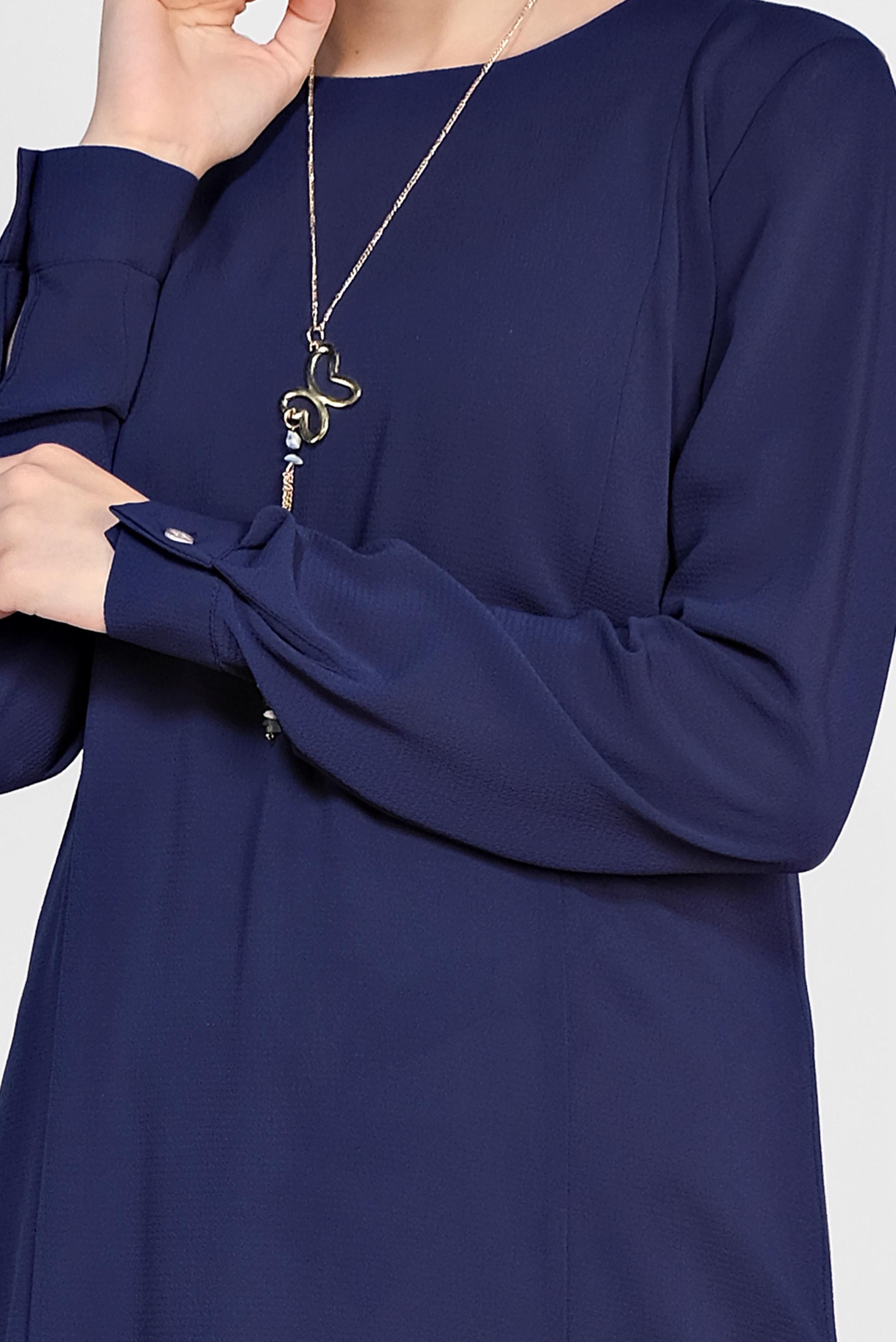 Tesettür giyim LACİVERT FLORAL DESENLİ İKİLİ PANTOLONLU TAKIM 4294