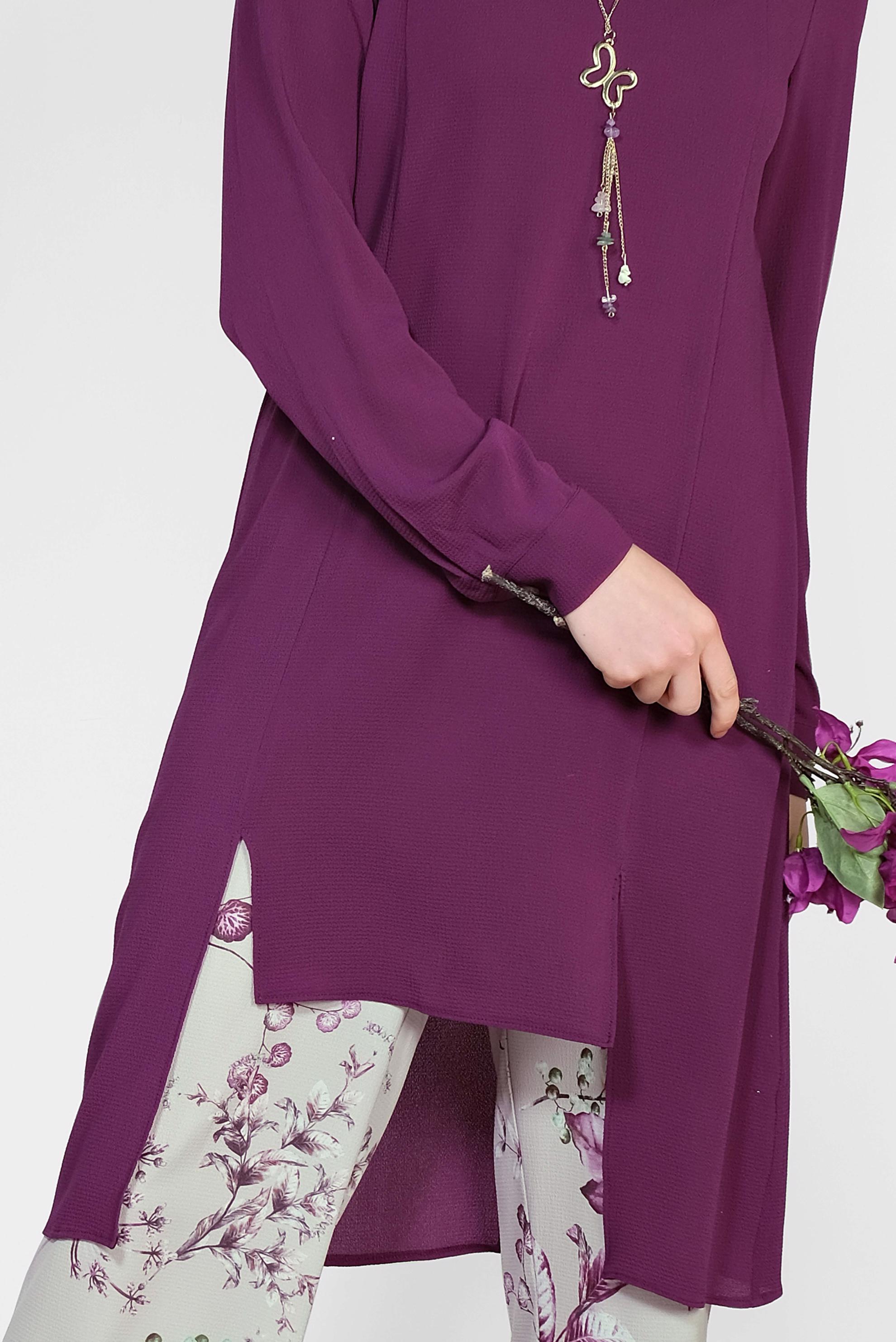 Tesettür giyim GRİ FLORAL DESENLİ İKİLİ PANTOLONLU TAKIM 4294