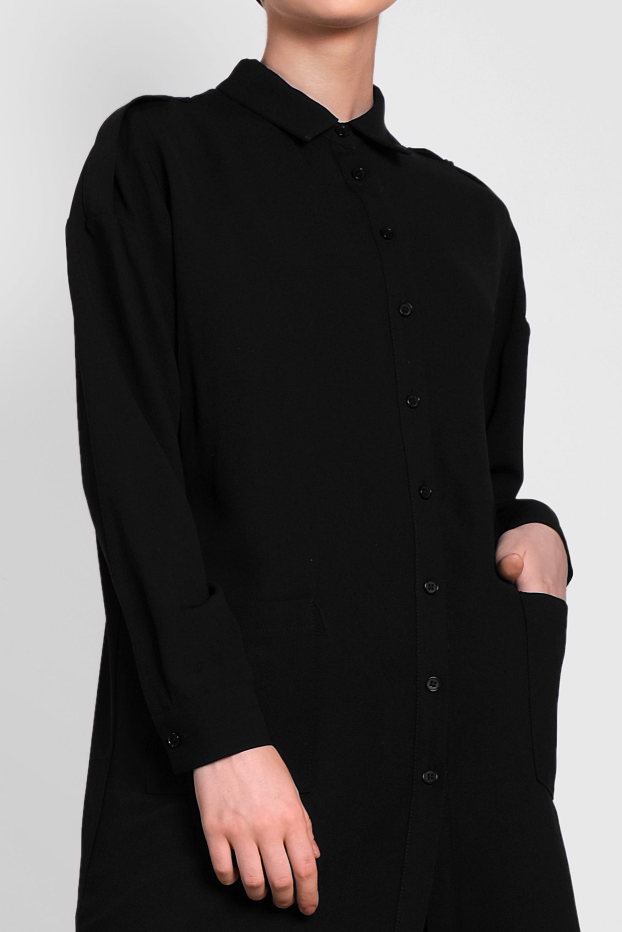 Tesettür giyim SİYAH DÜĞMELİ CEP DETAYLI İKİLİ PANTOLONLU TAKIM 4322 