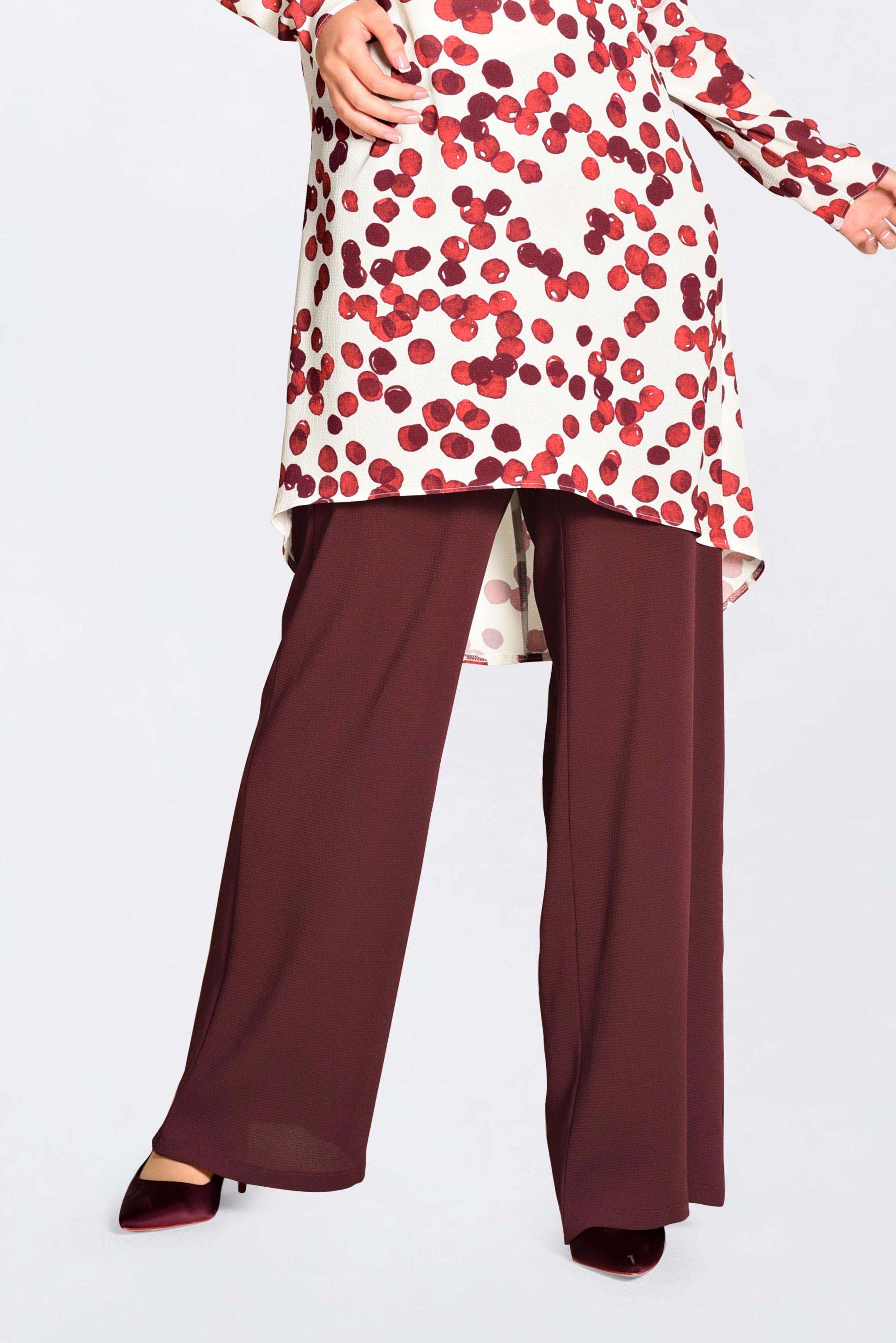 Tesettür giyim BORDO DESENLİ 2&prime;Lİ PANTOLONLU TAKIM 4373