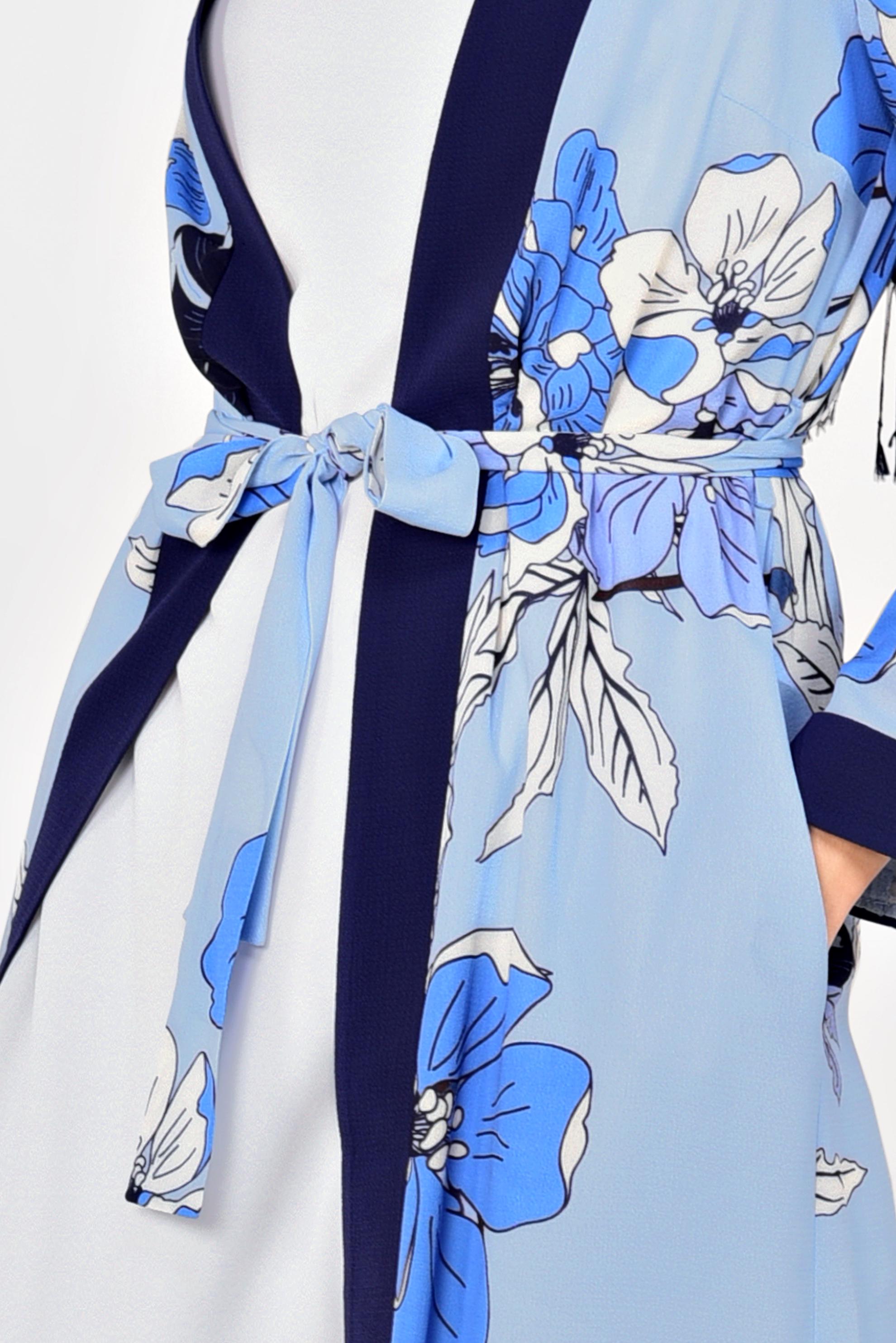 Tesettür giyim MAVİ ÇİÇEK DESENLİ KİMONOLU TAKIM 4923