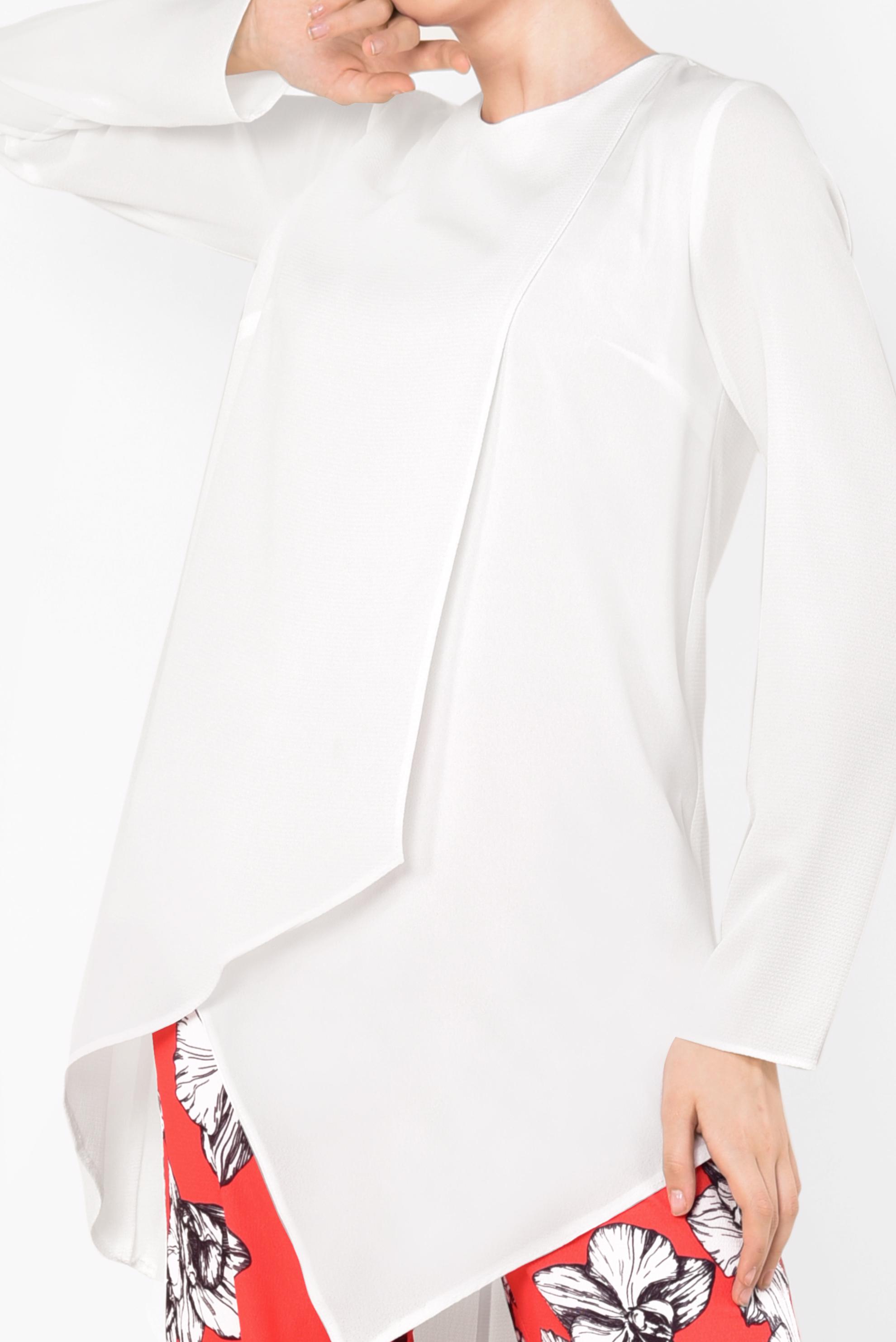 Hijab clothing RED Asymmetric Floral Binary Suit 4942