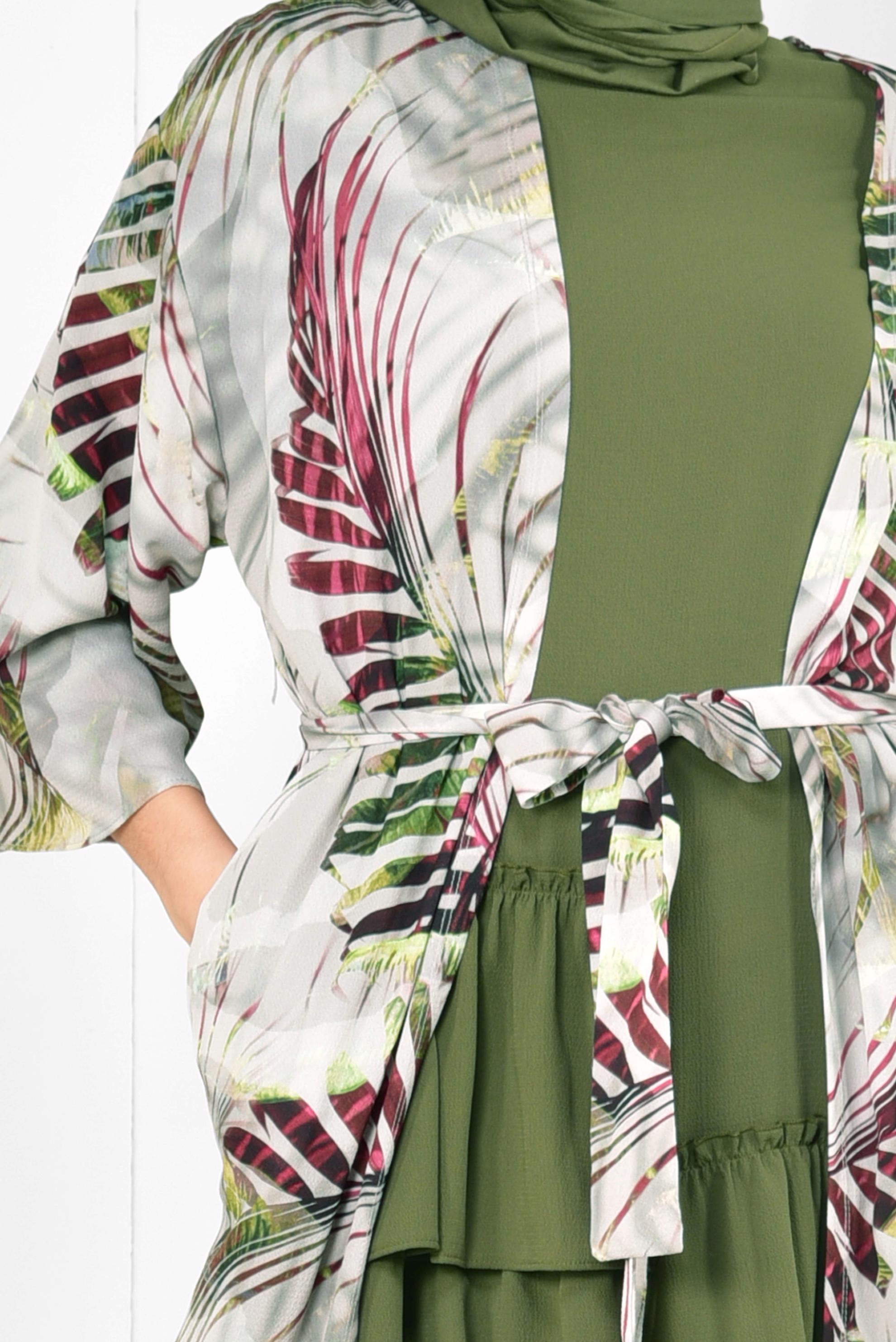 Hijab clothing GREY Tassel Binary Suit 4998