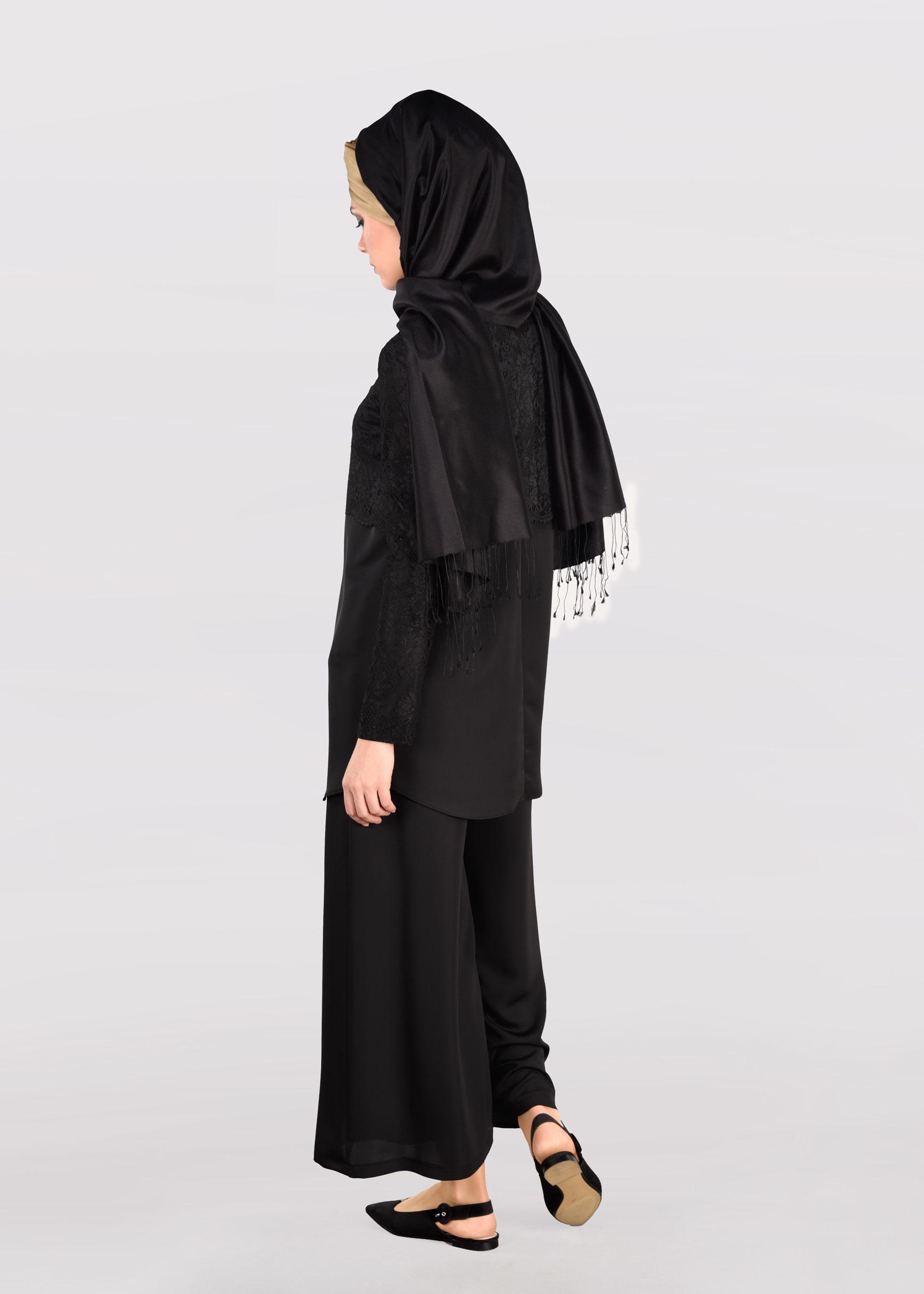 Tesettür giyim SİYAH 4959-1 NEPAL 7580 2&prime;Lİ PANT.TAKIM 38/44 TEK40