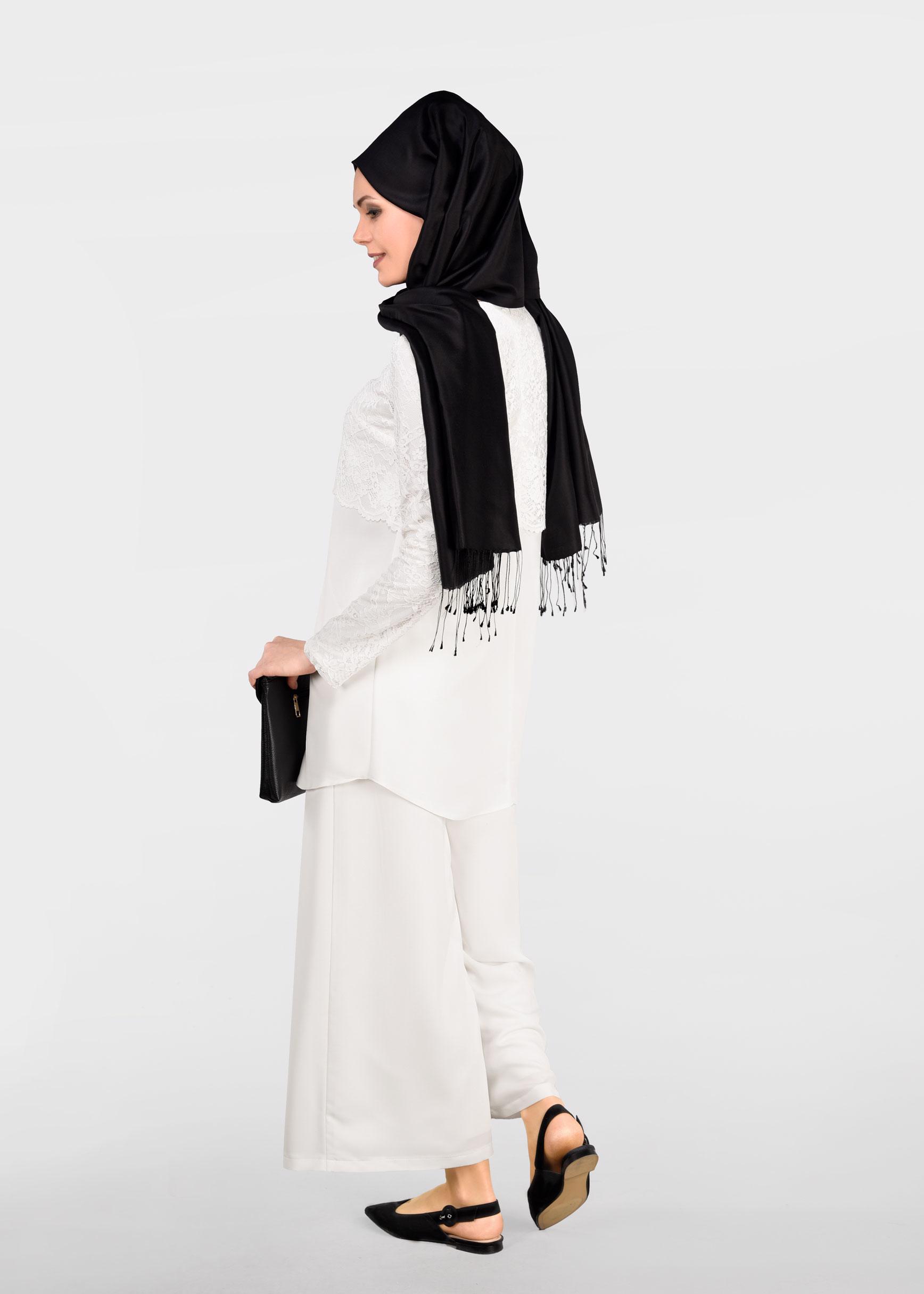 Tesettür giyim BEYAZ 4959-1 NEPAL 7580 2&prime;Lİ PANT.TAKIM 38/44 TEK40