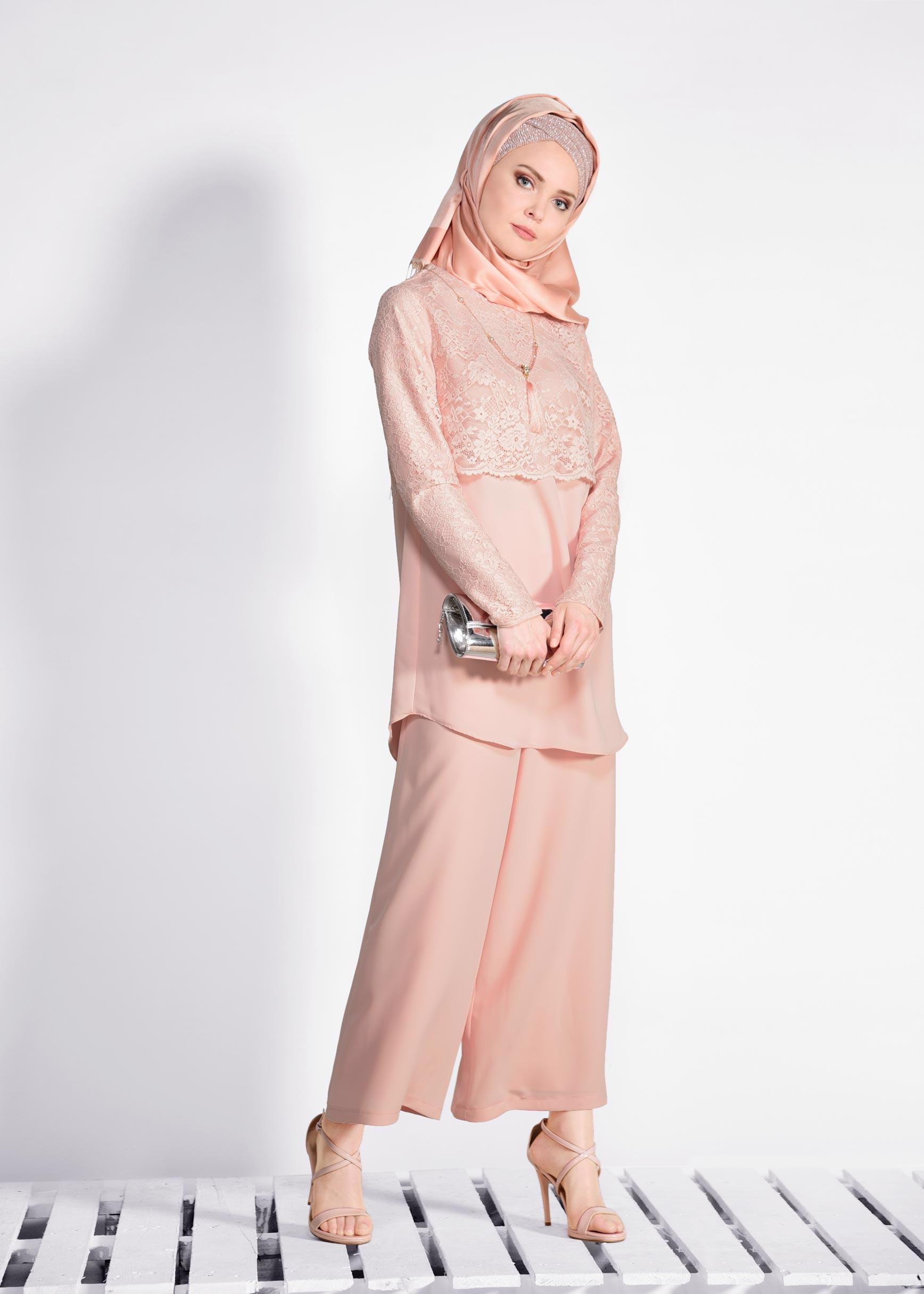 Tesettür giyim PUDRA 4959-1 NEPAL 7580 2&prime;Lİ PANT.TAKIM 38/44 TEK40