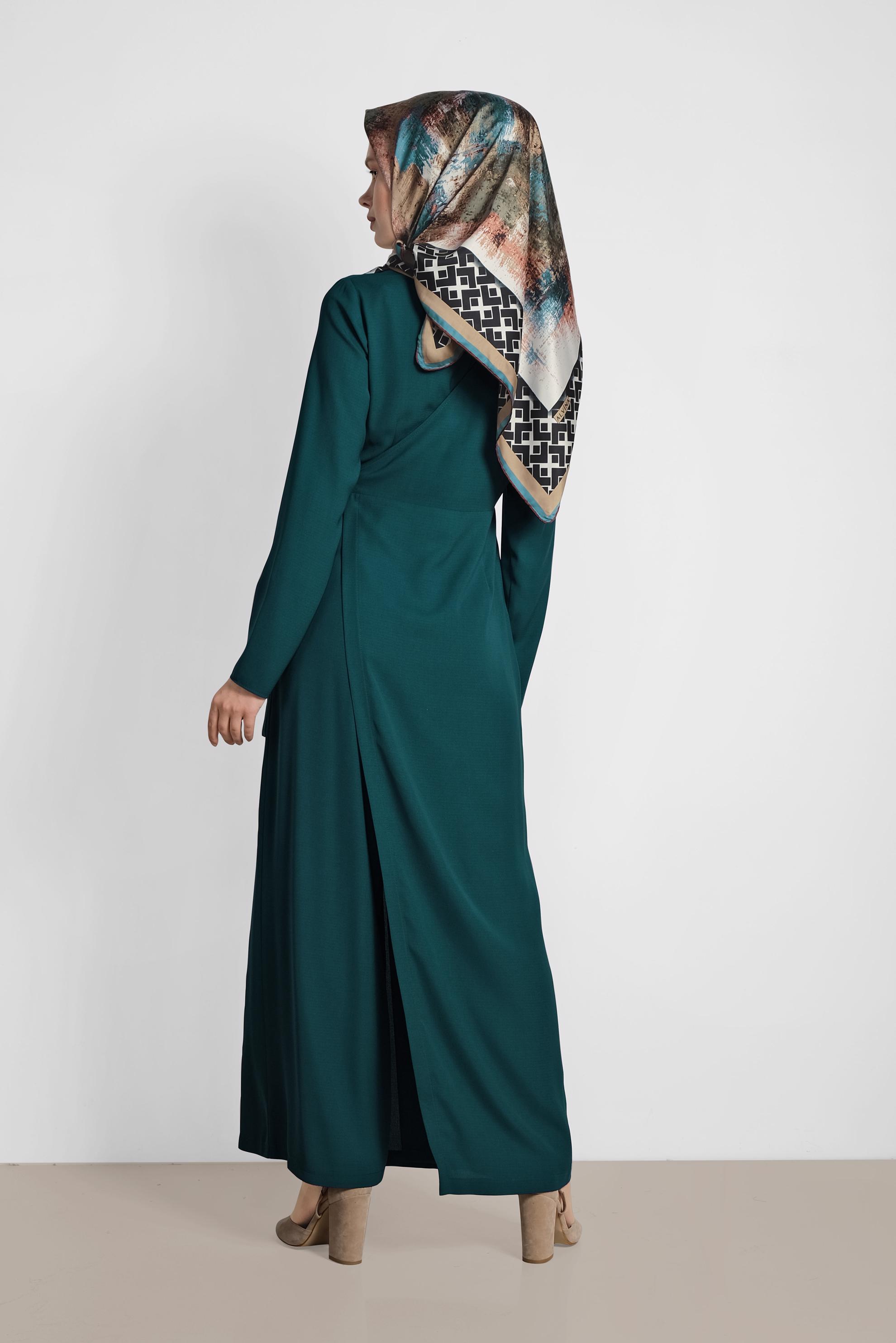 Tesettür giyim YEŞİL YANDAN BAĞLAMALI TULUM 4172