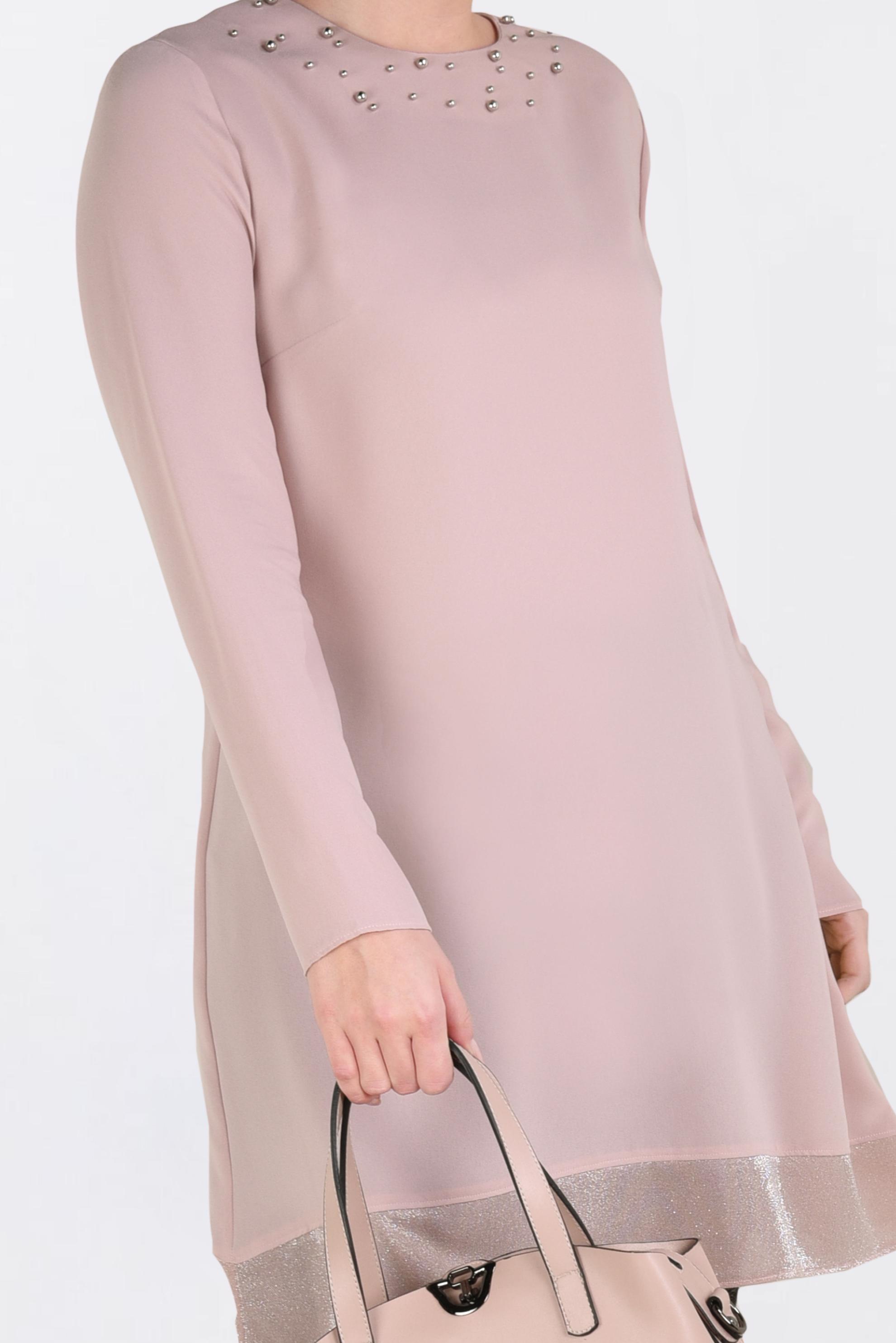 Tesettür giyim PUDRA İNCİ DETAYLI TUNİK 2822 