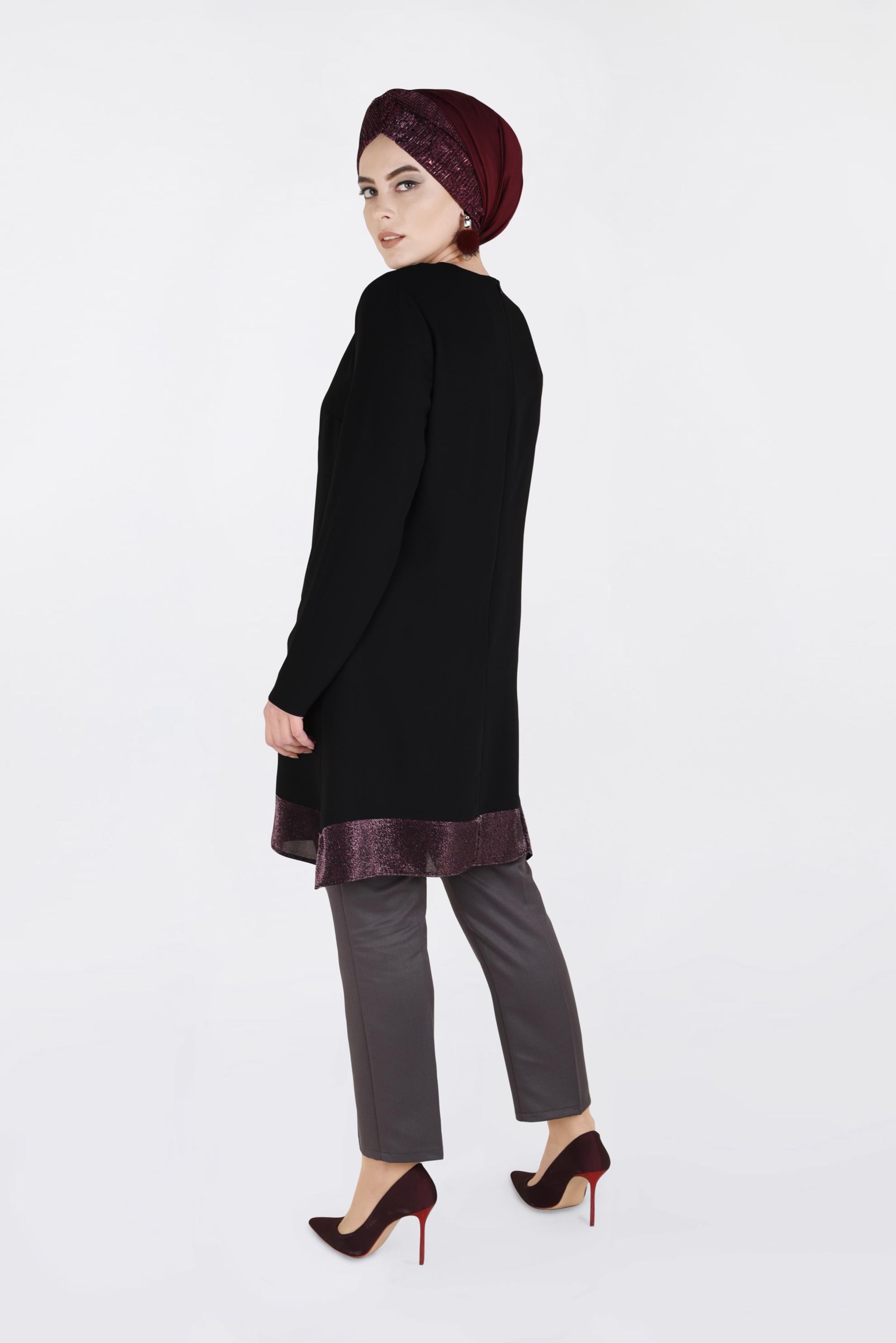 Tesettür giyim SİYAH İNCİ DETAYLI TUNİK 2822 