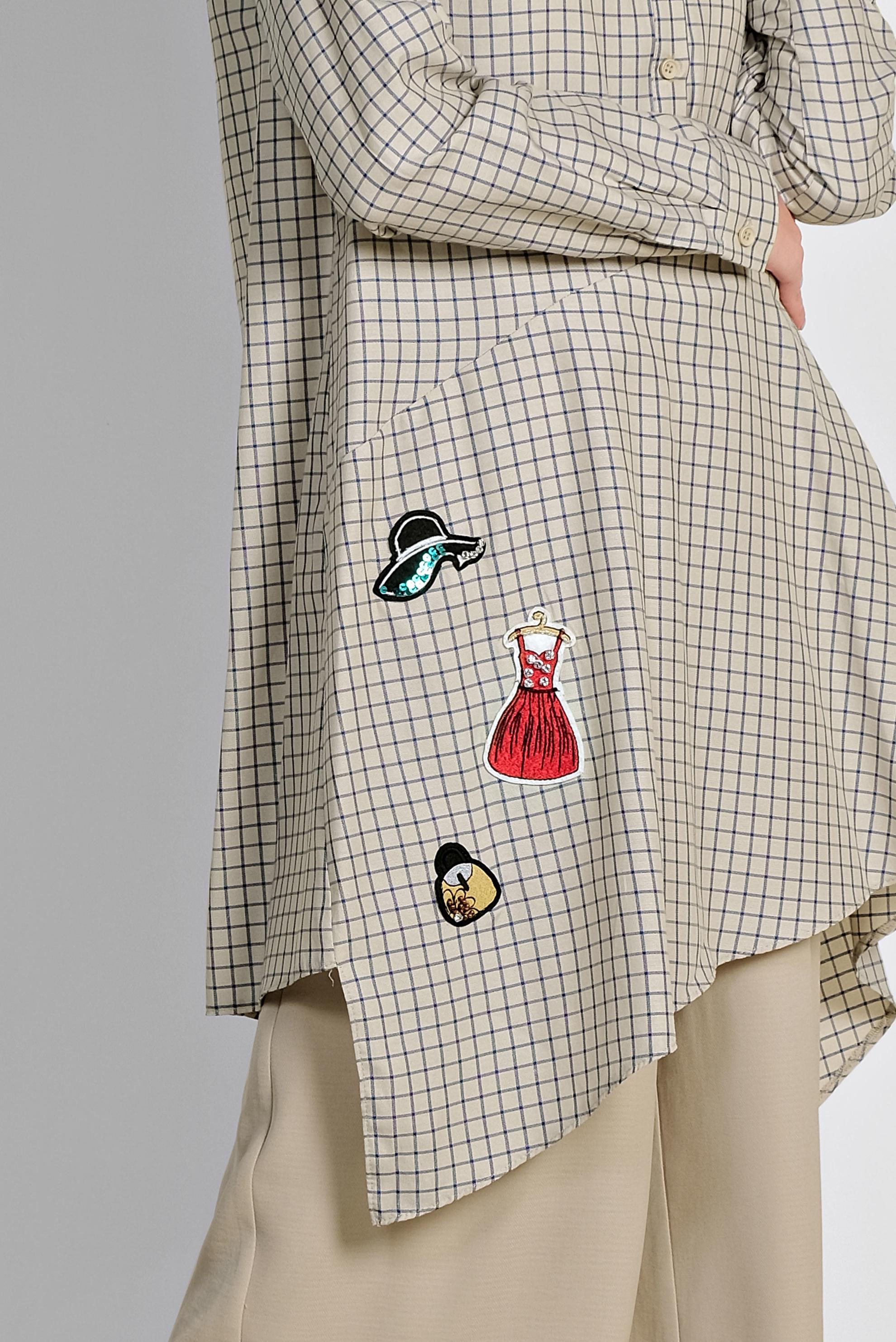 Tesettür giyim BEJ ARMA DETAYLI KARELİ TUNİK 4011