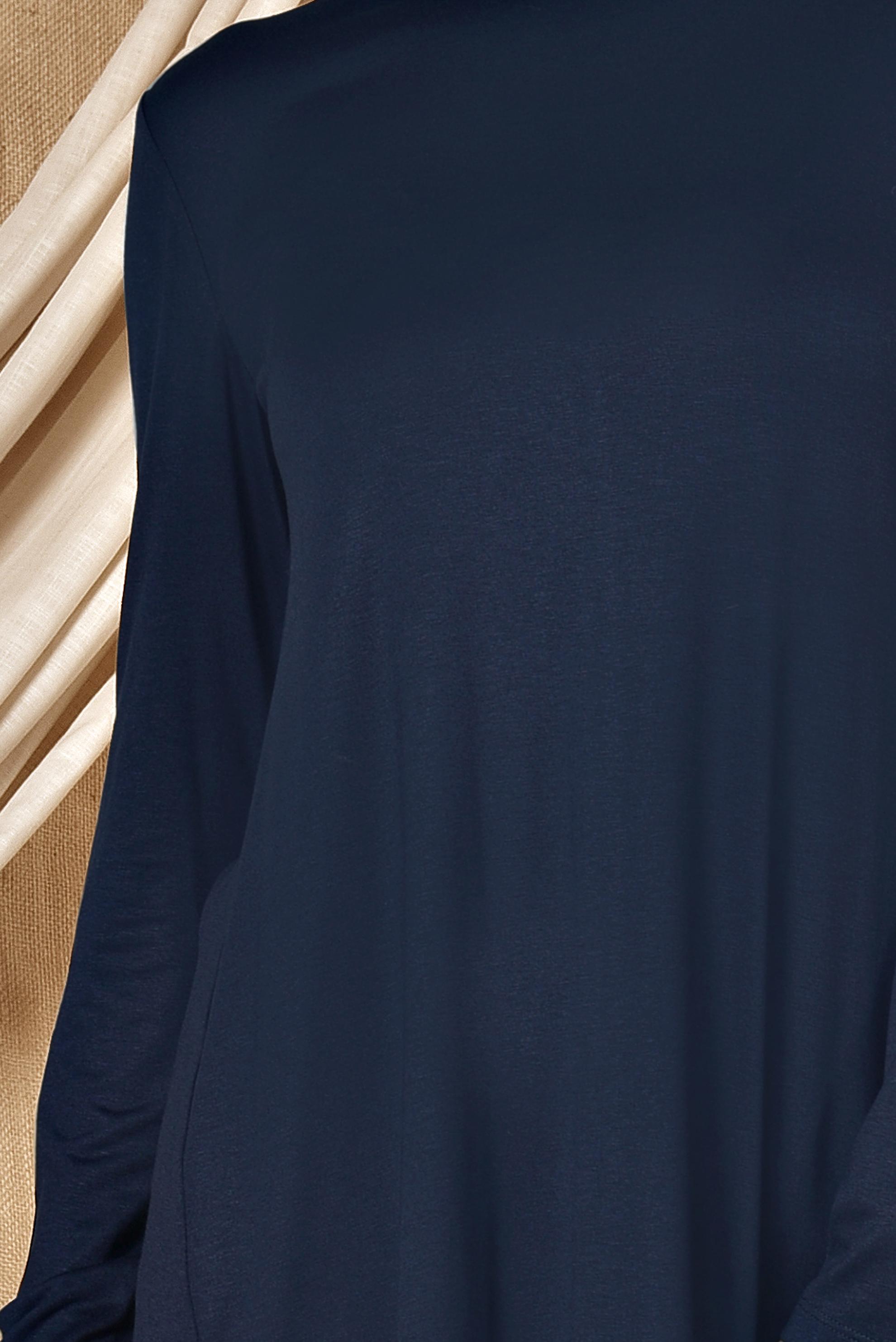 Tesettür giyim LACİVERT YUVARLAK YAKA BASİC TUNİK 4037