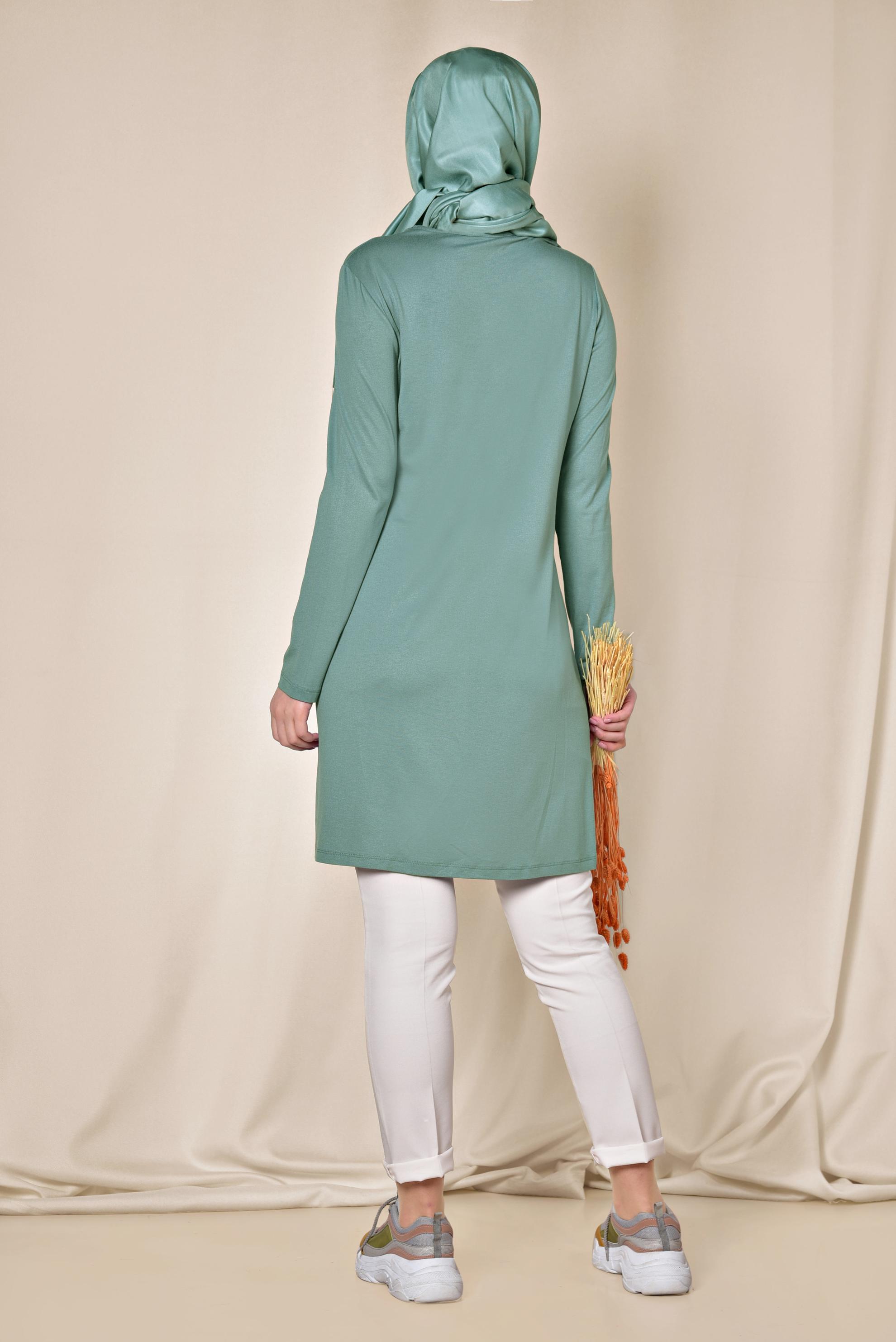 Tesettür giyim MAVİ YUVARLAK YAKA BASİC TUNİK 4037