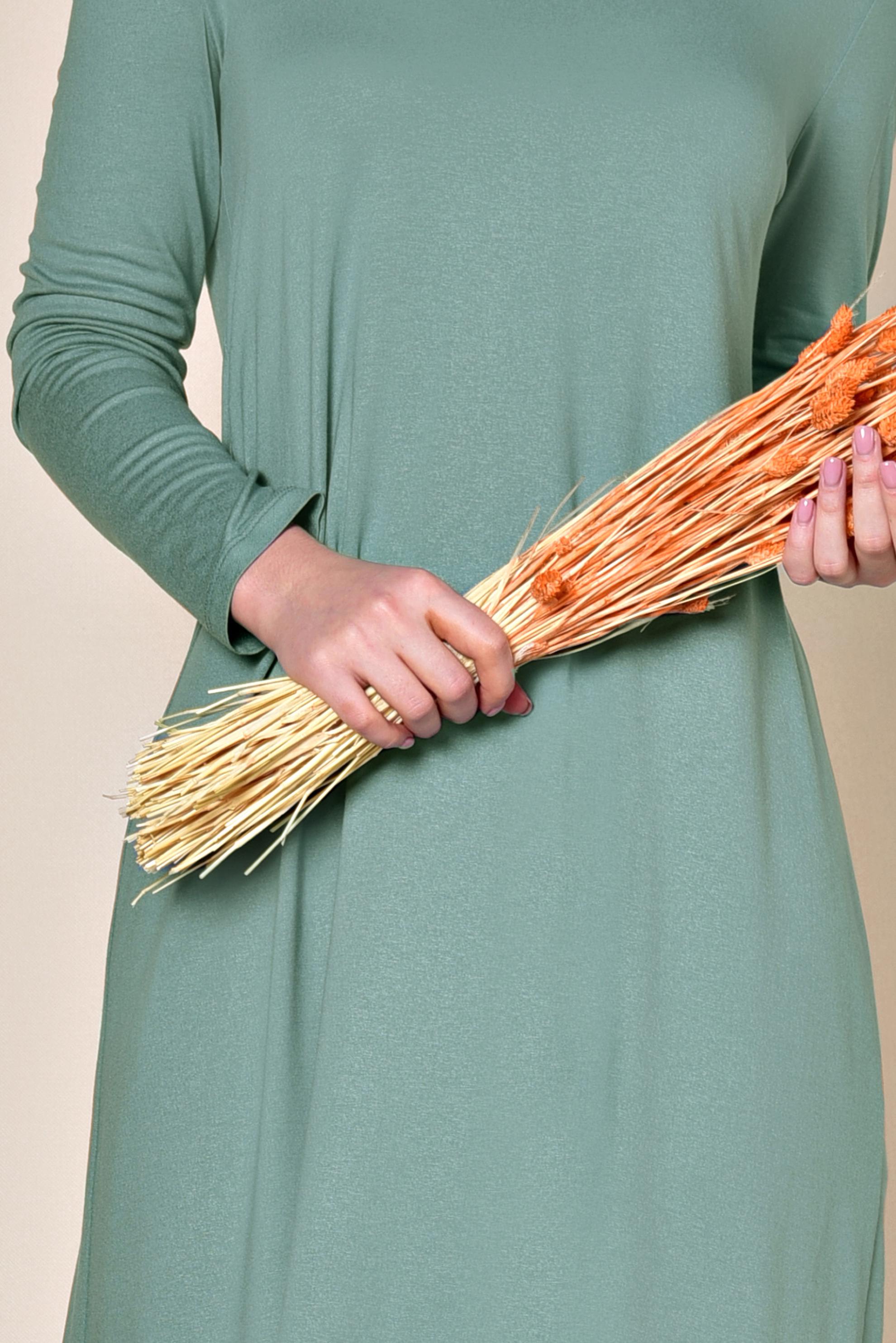 Tesettür giyim MAVİ YUVARLAK YAKA BASİC TUNİK 4037