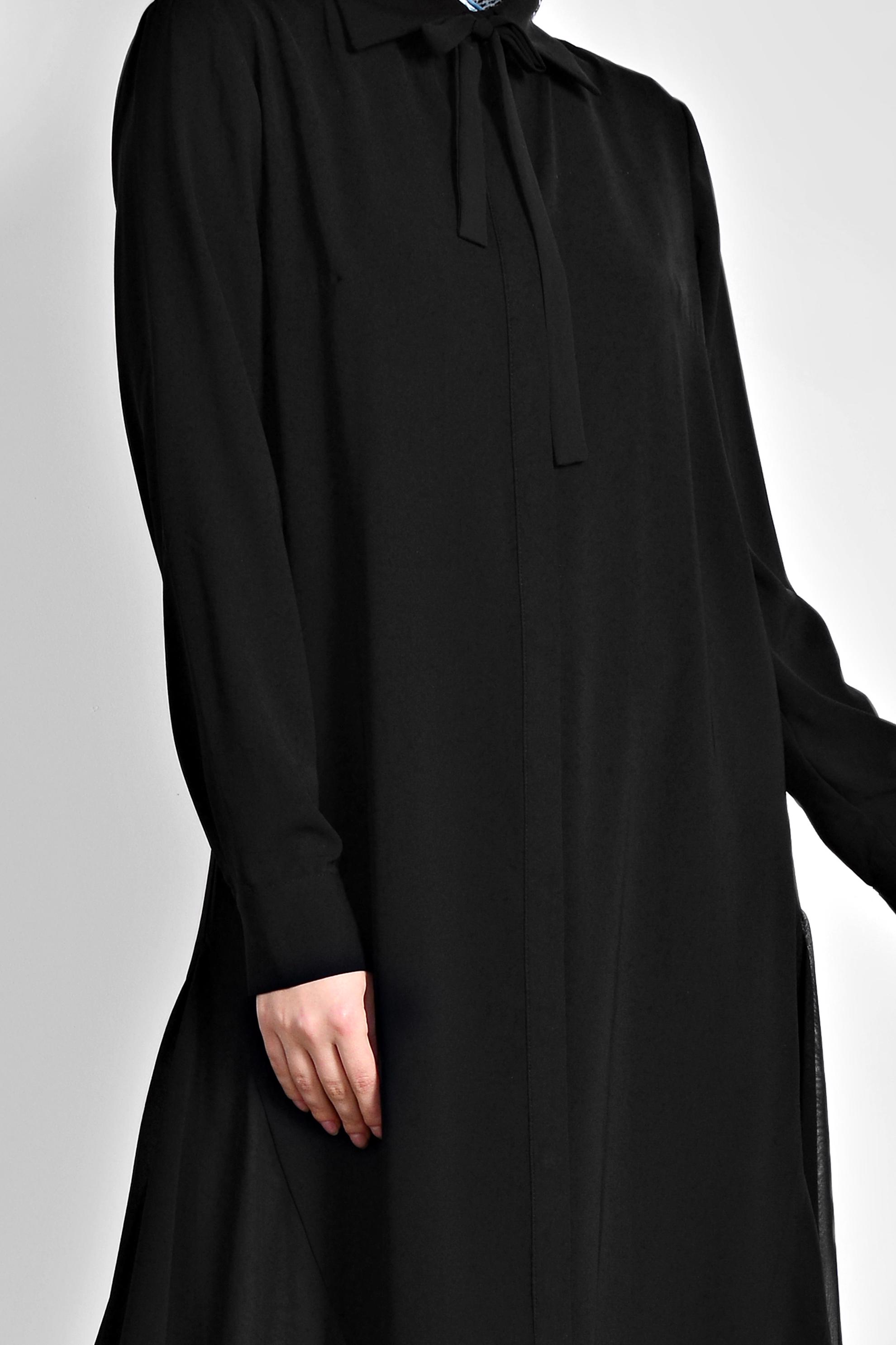 Tesettür giyim SİYAH GÖMLEK YAKA TESETTÜR TUNİK 4060