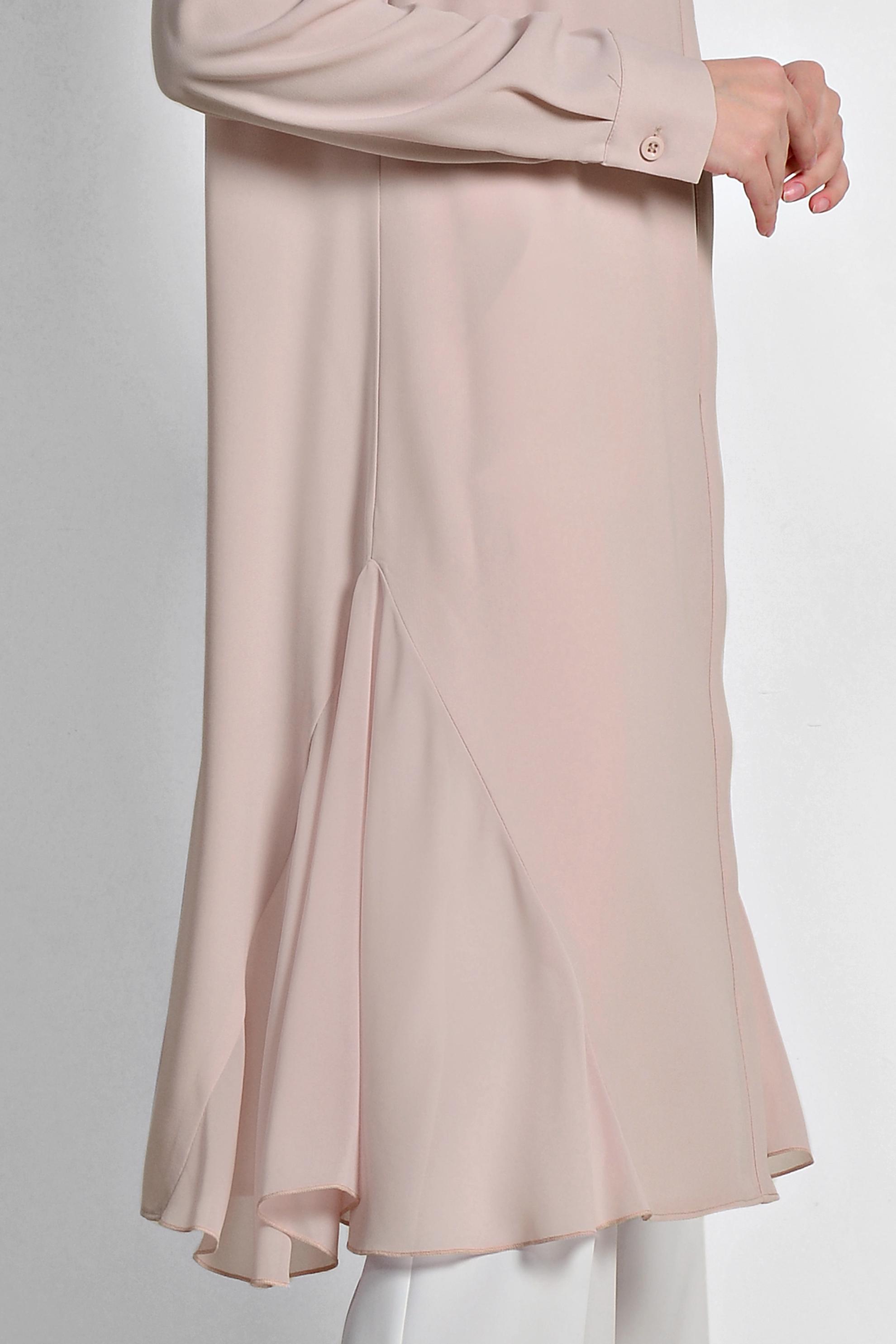 Tesettür giyim PUDRA GÖMLEK YAKA TESETTÜR TUNİK 4060