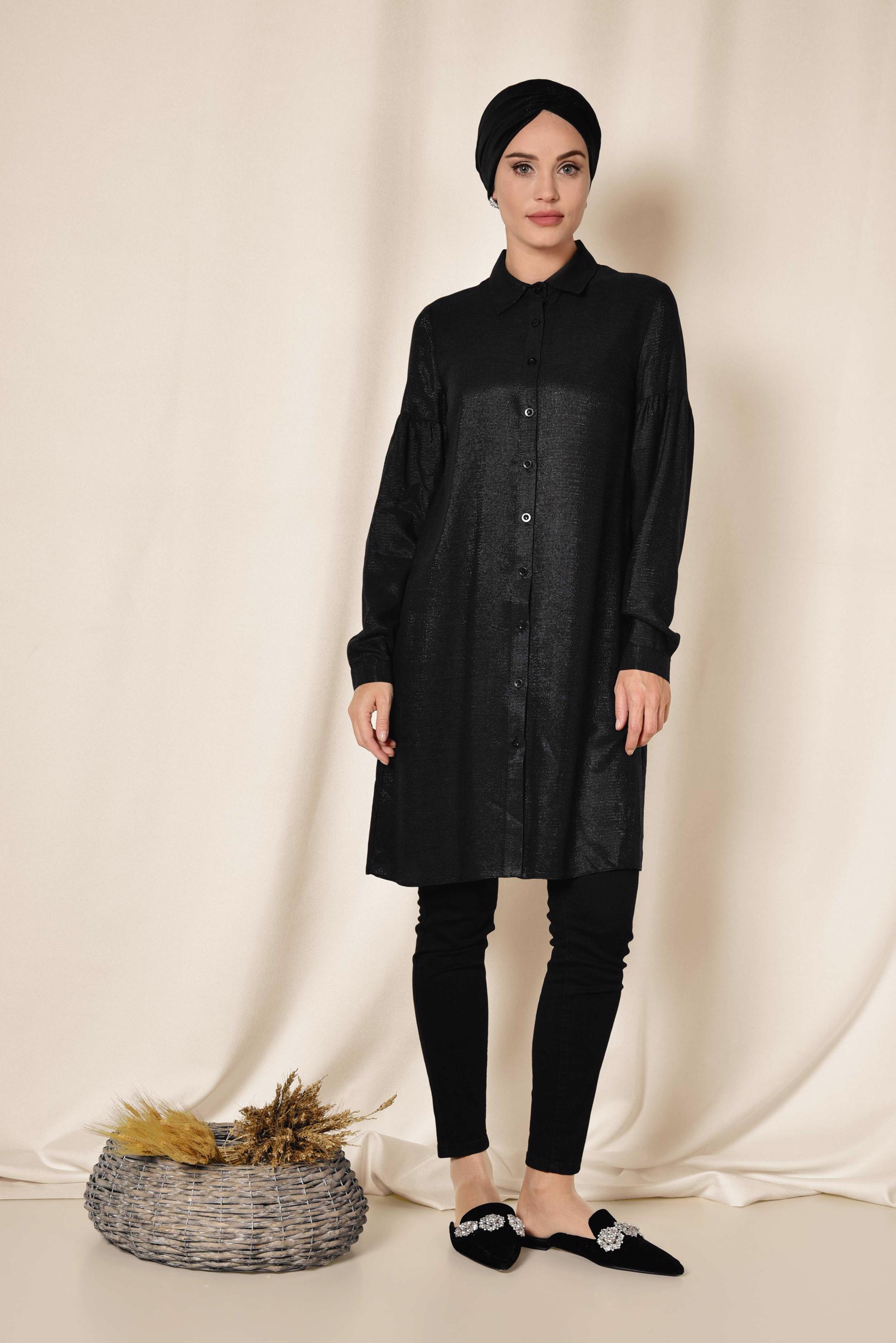Tesettür giyim SİYAH GÖMLEK TUNİK 4065