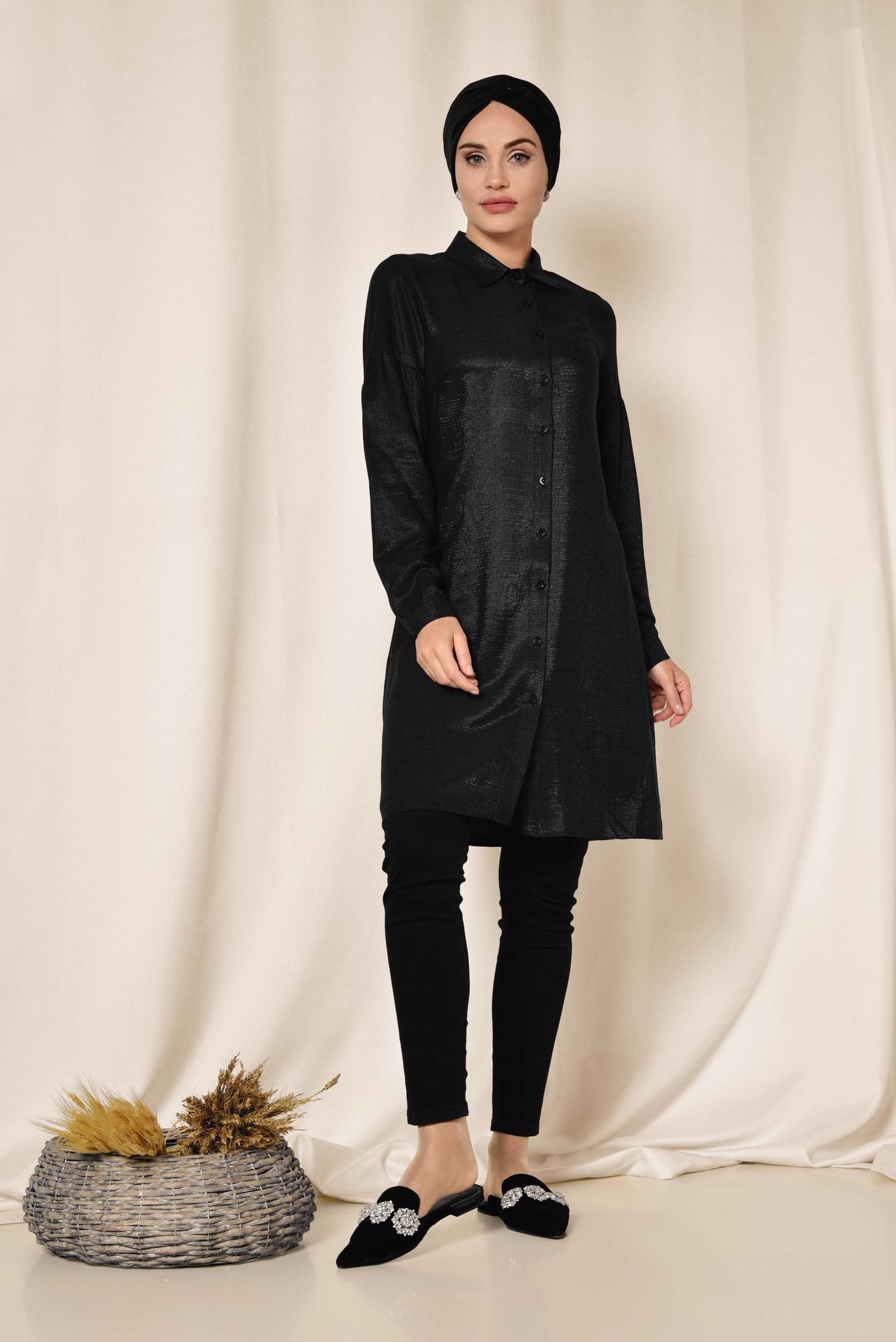 Tesettür giyim SİYAH GÖMLEK TUNİK 4065