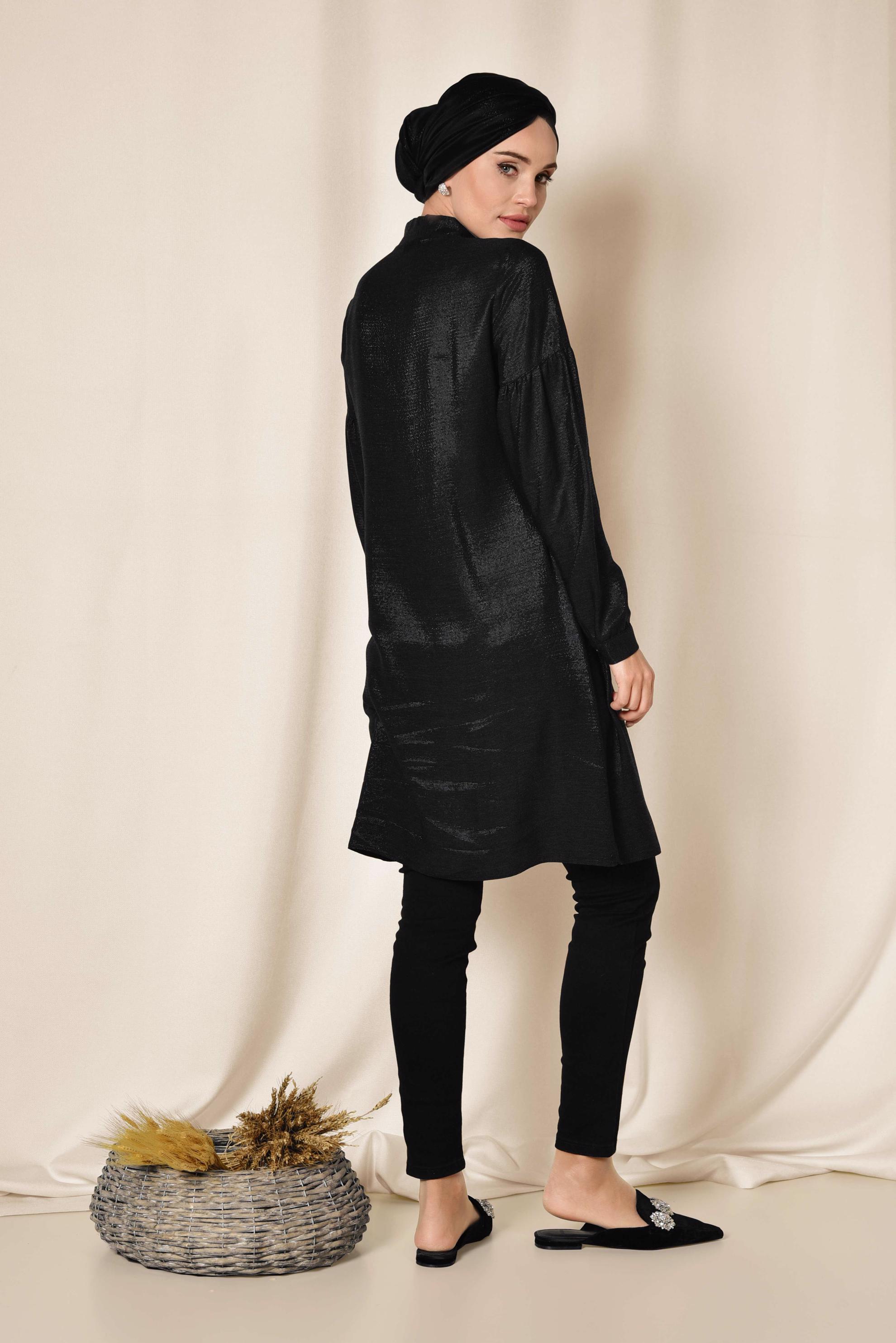 Tesettür giyim SİYAH GÖMLEK TUNİK 4065