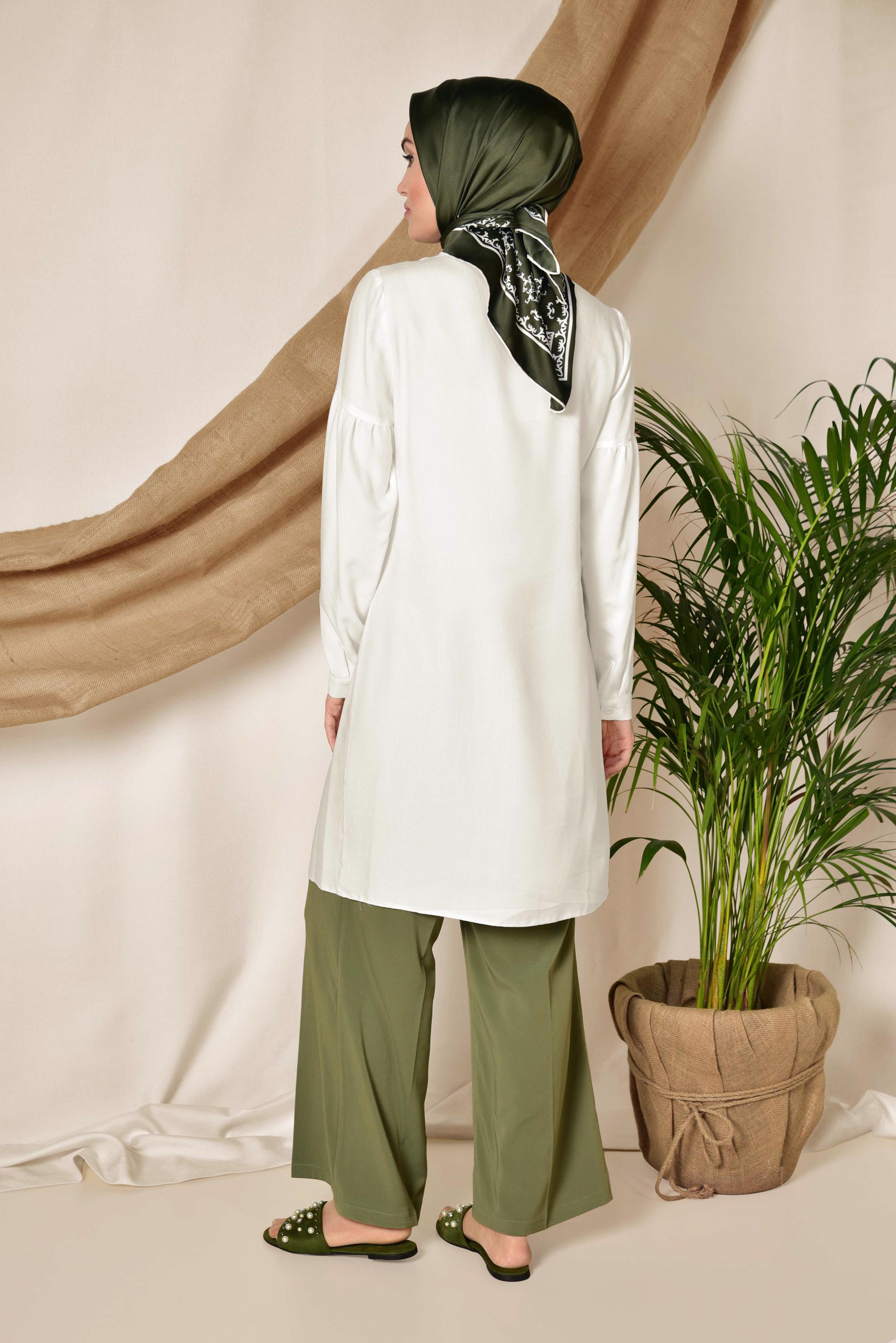 Tesettür giyim BEYAZ GÖMLEK TUNİK 4065