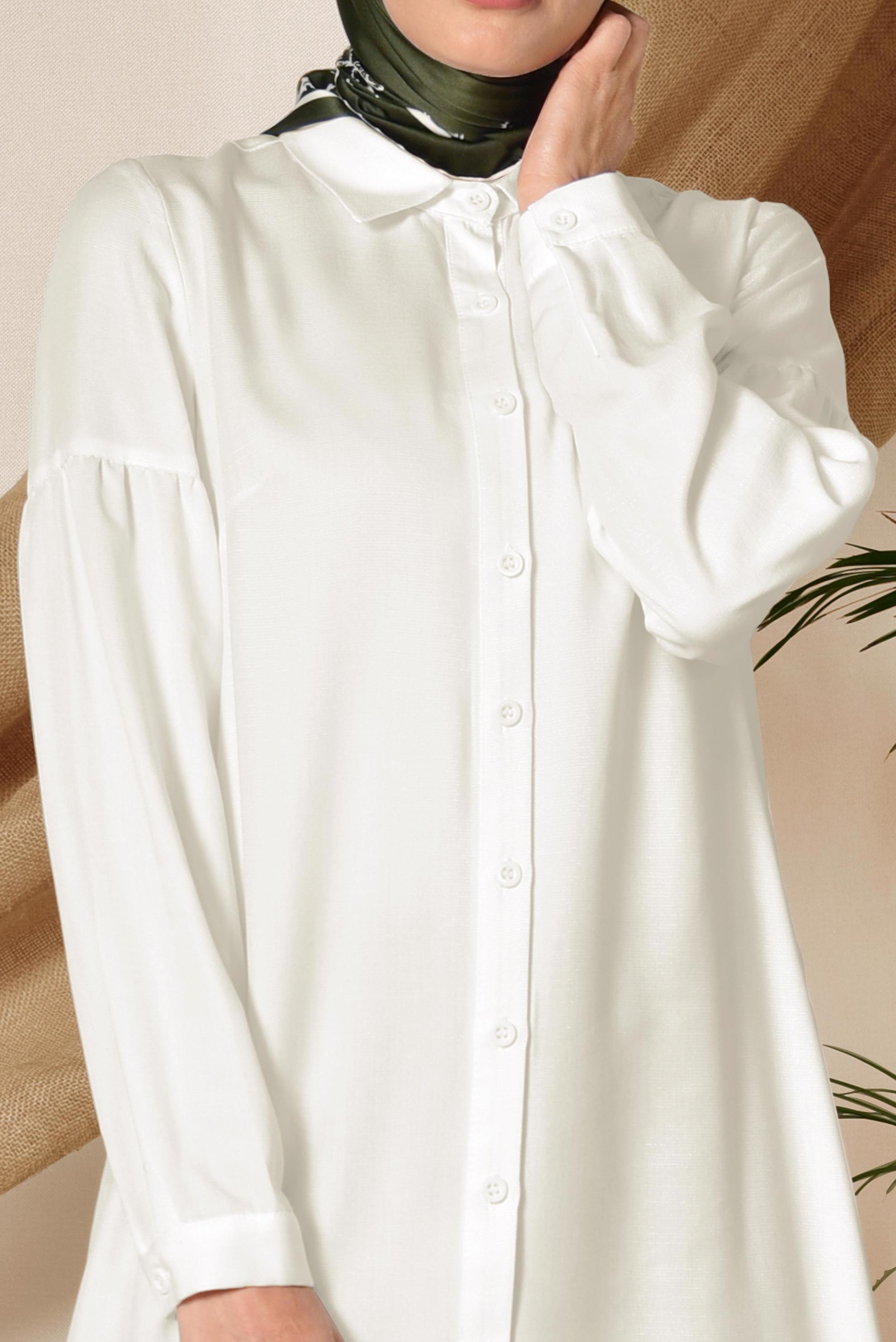 Tesettür giyim BEYAZ GÖMLEK TUNİK 4065