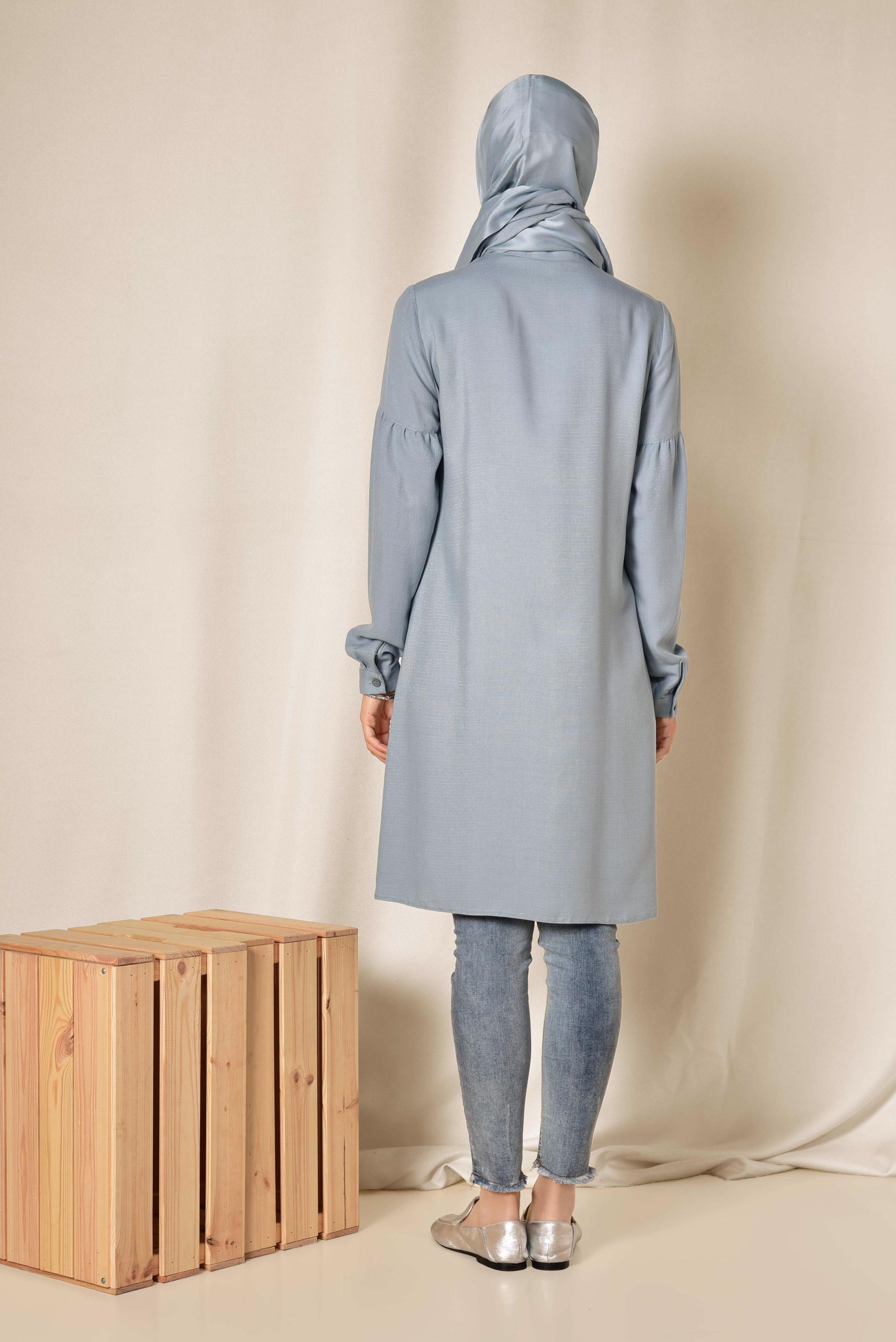 Tesettür giyim GRİ GÖMLEK TUNİK 4065