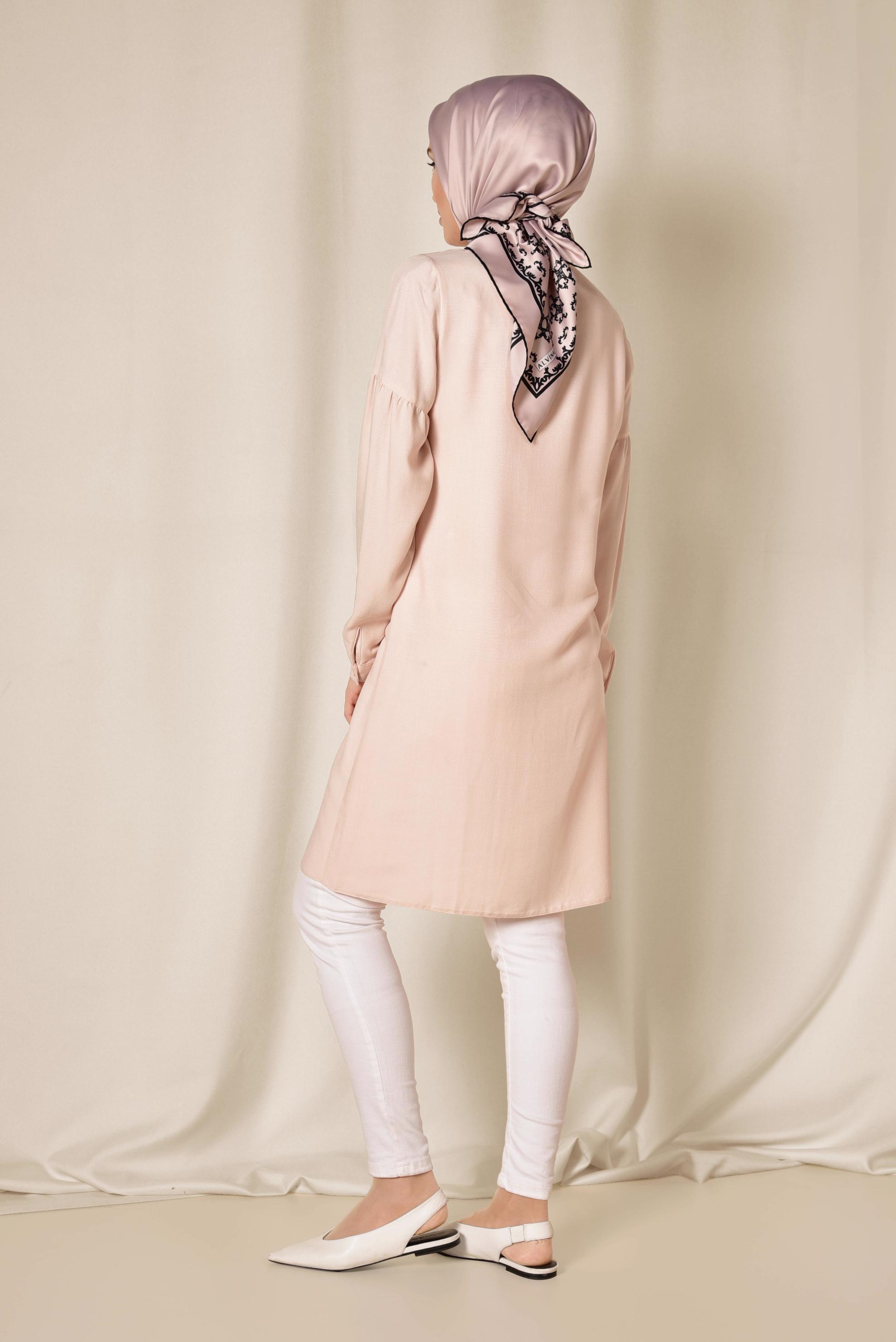 Tesettür giyim PUDRA GÖMLEK TUNİK 4065