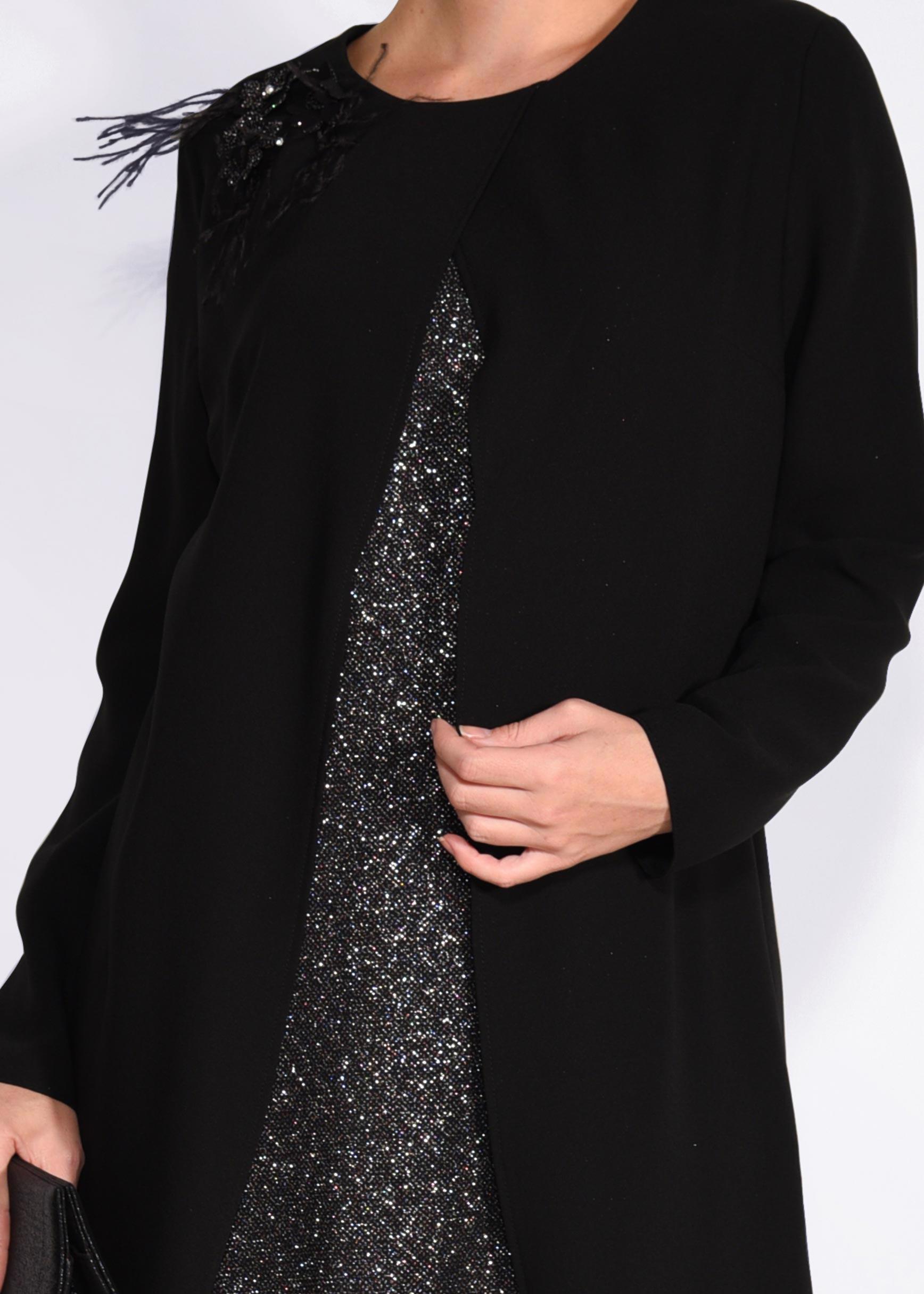 Tesettür giyim SİYAH SİMLİ ASİMETRİK KESİM TUNİK 4072