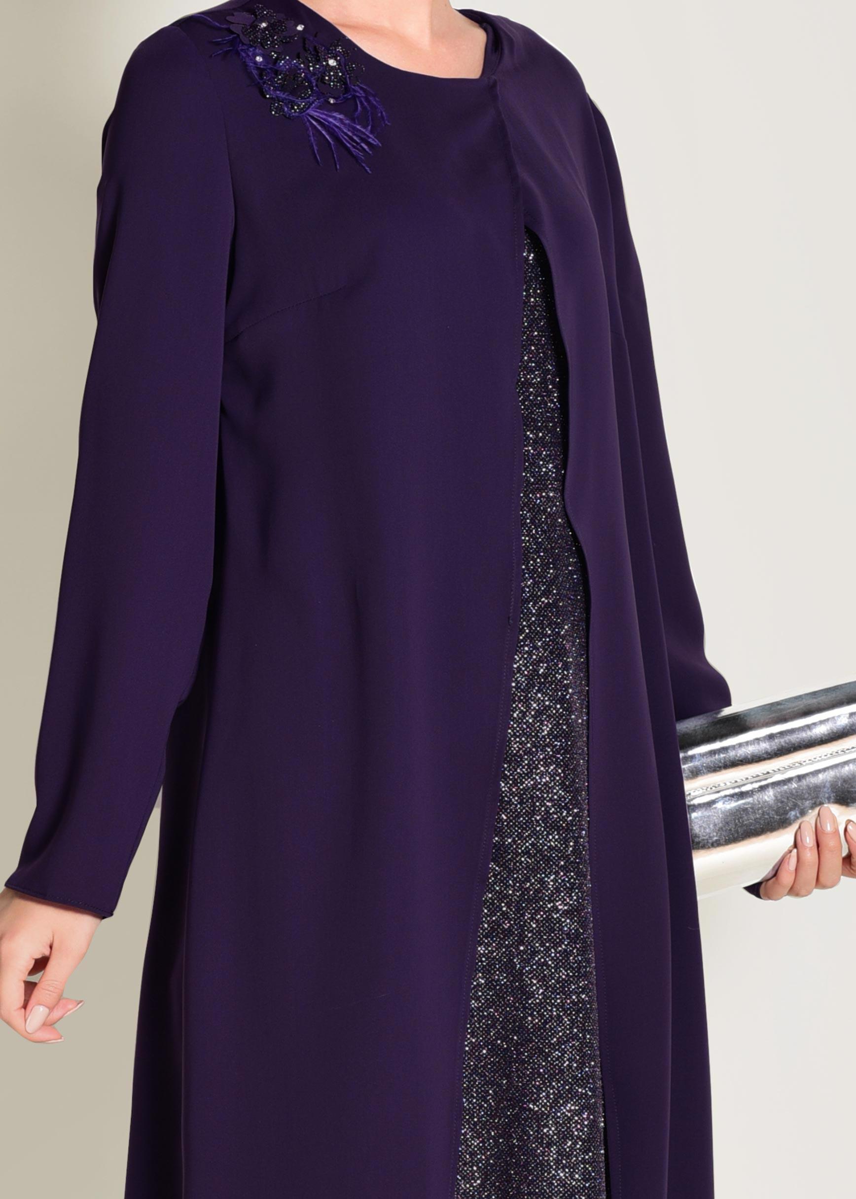 Tesettür giyim MOR SİMLİ ASİMETRİK KESİM TUNİK 4072