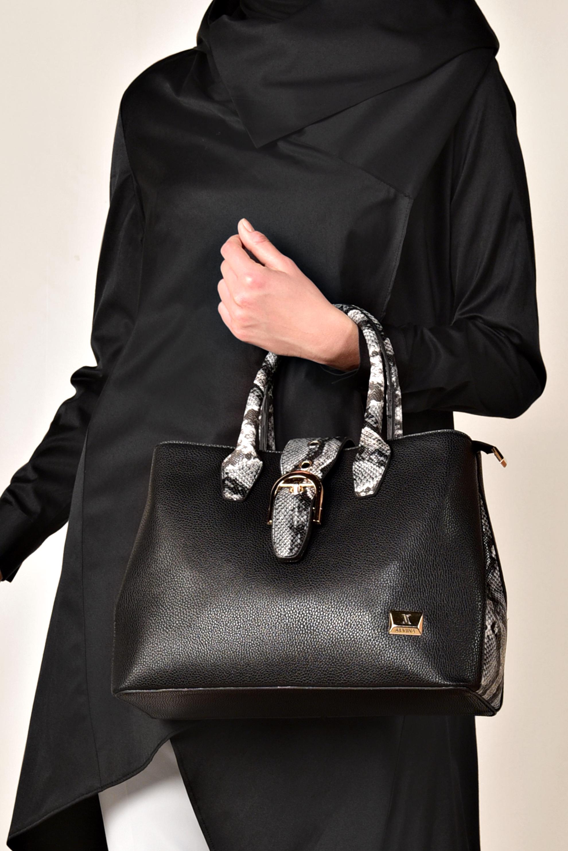 Tesettür giyim SİYAH PAMUKLU ASİMETRİK TUNİK 4095