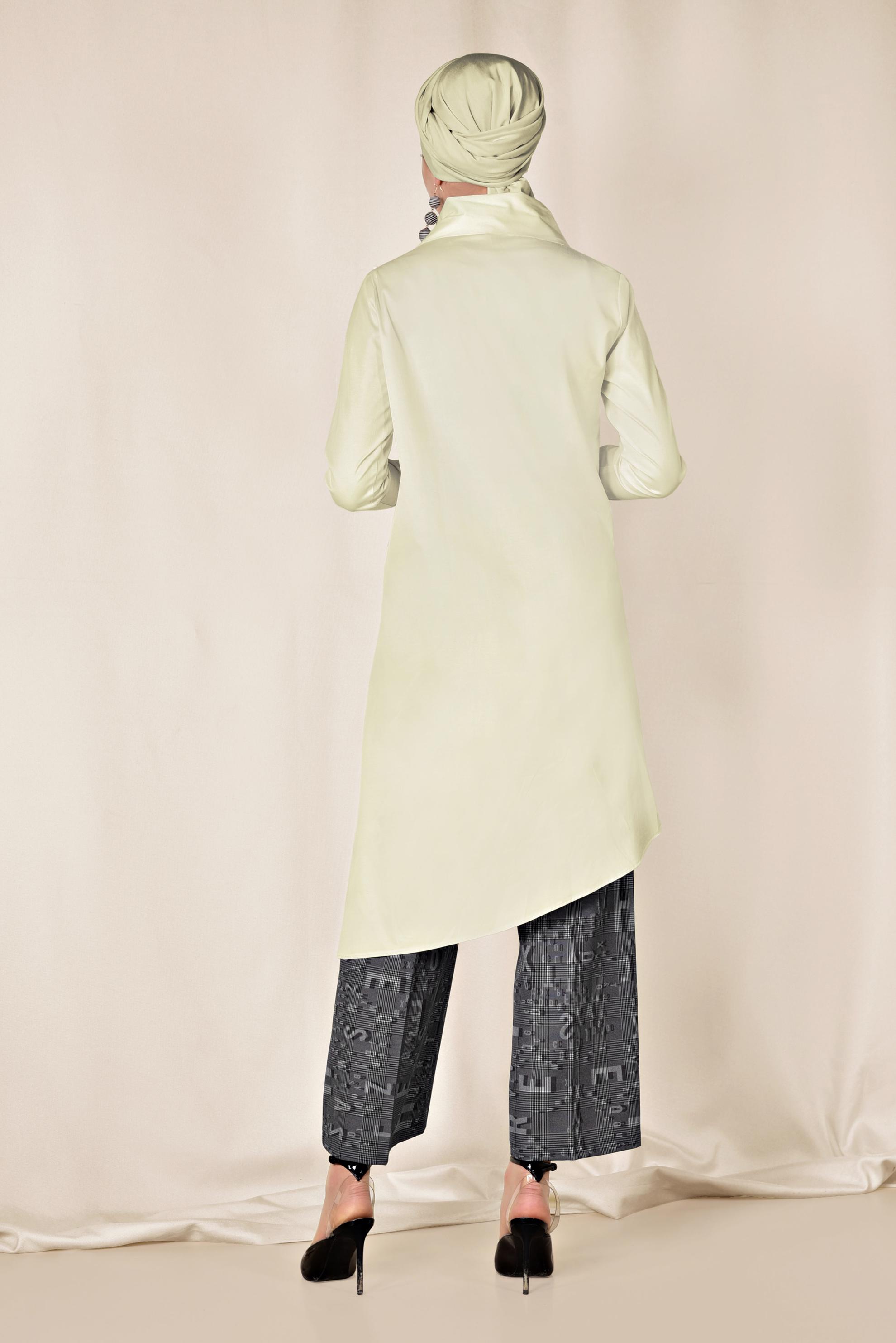 Tesettür giyim BEYAZ PAMUKLU ASİMETRİK TUNİK 4095