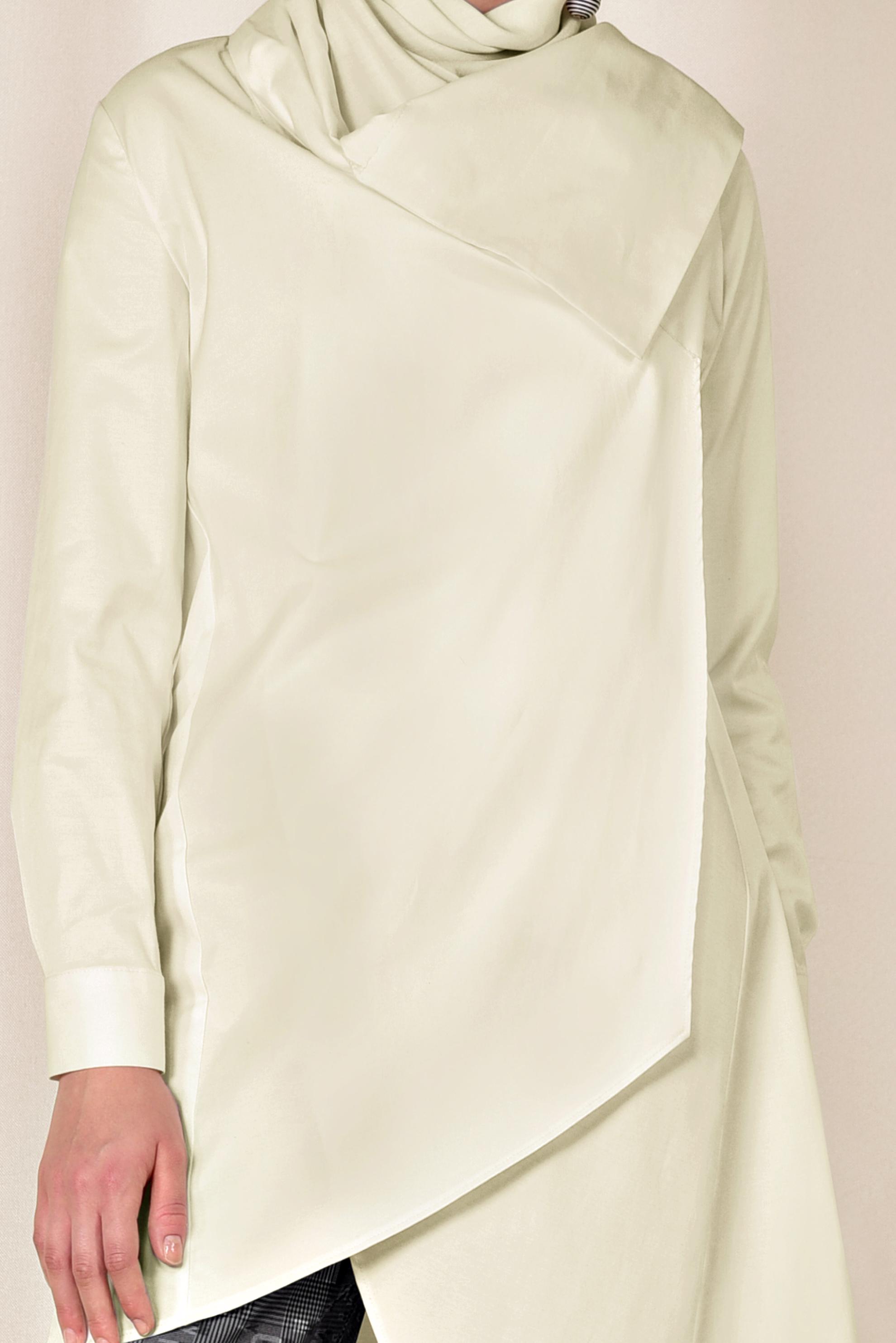 Tesettür giyim BEYAZ PAMUKLU ASİMETRİK TUNİK 4095