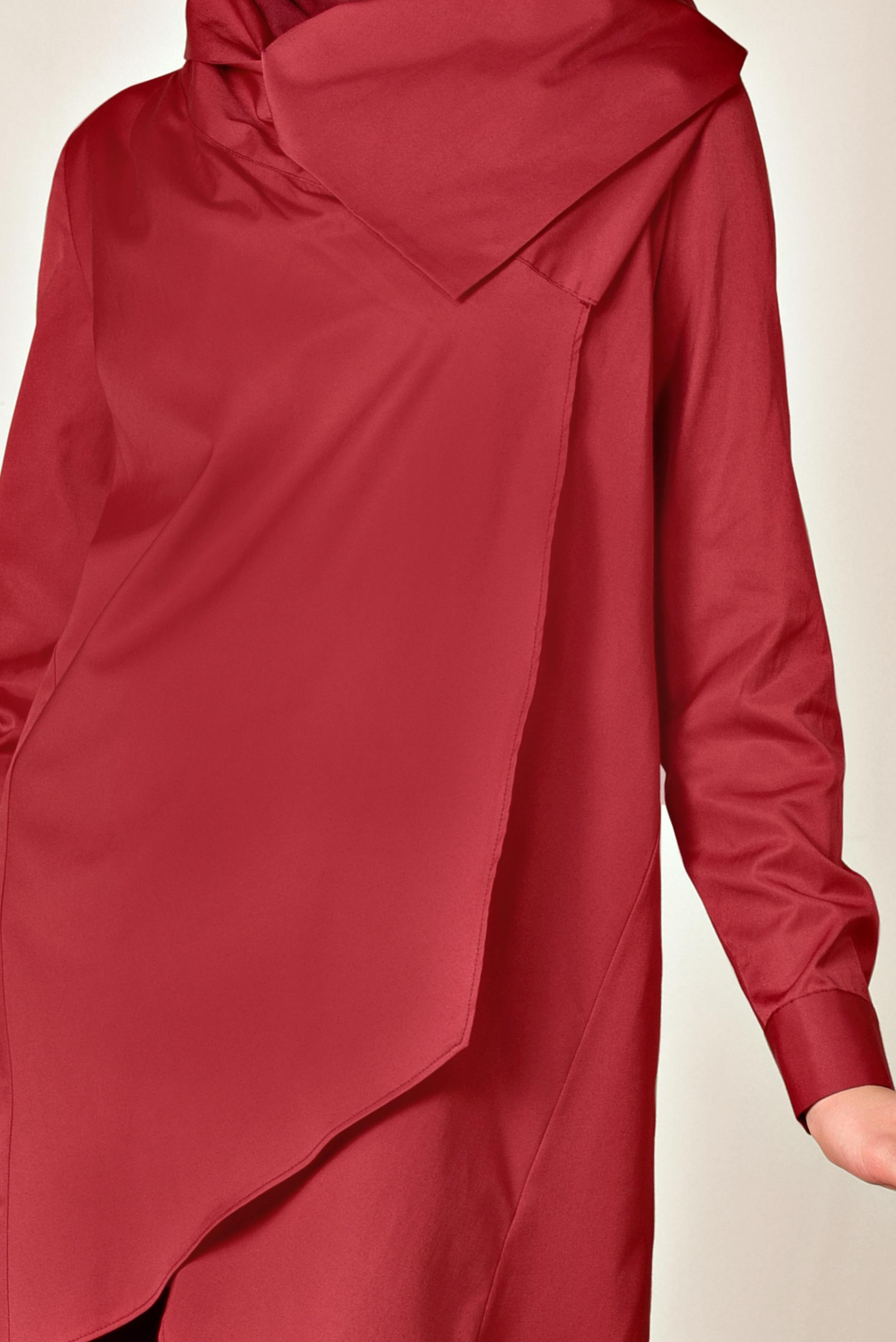 Tesettür giyim BORDO PAMUKLU ASİMETRİK TUNİK 4095