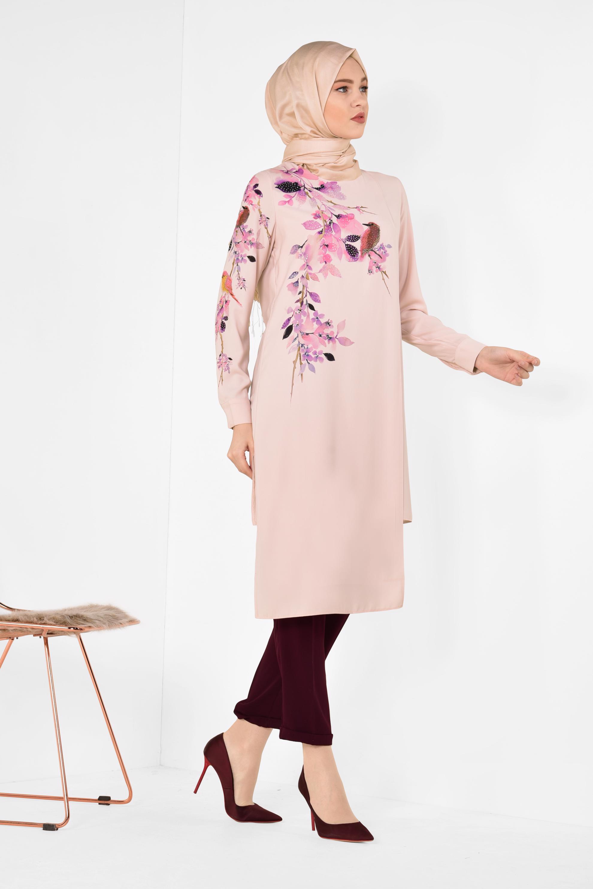 Hijab clothing POWDER Asymmetric Cut Flywheel Tunic 4117 