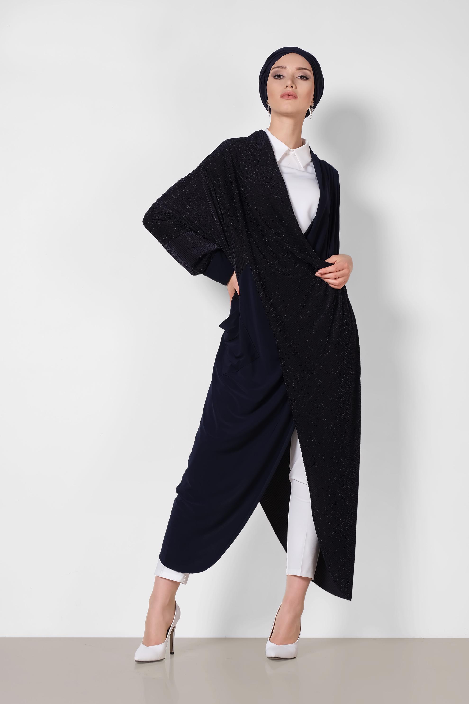 Tesettür giyim LACİVERT ASİMETRİK SALAŞ KESİM TUNİK 4130