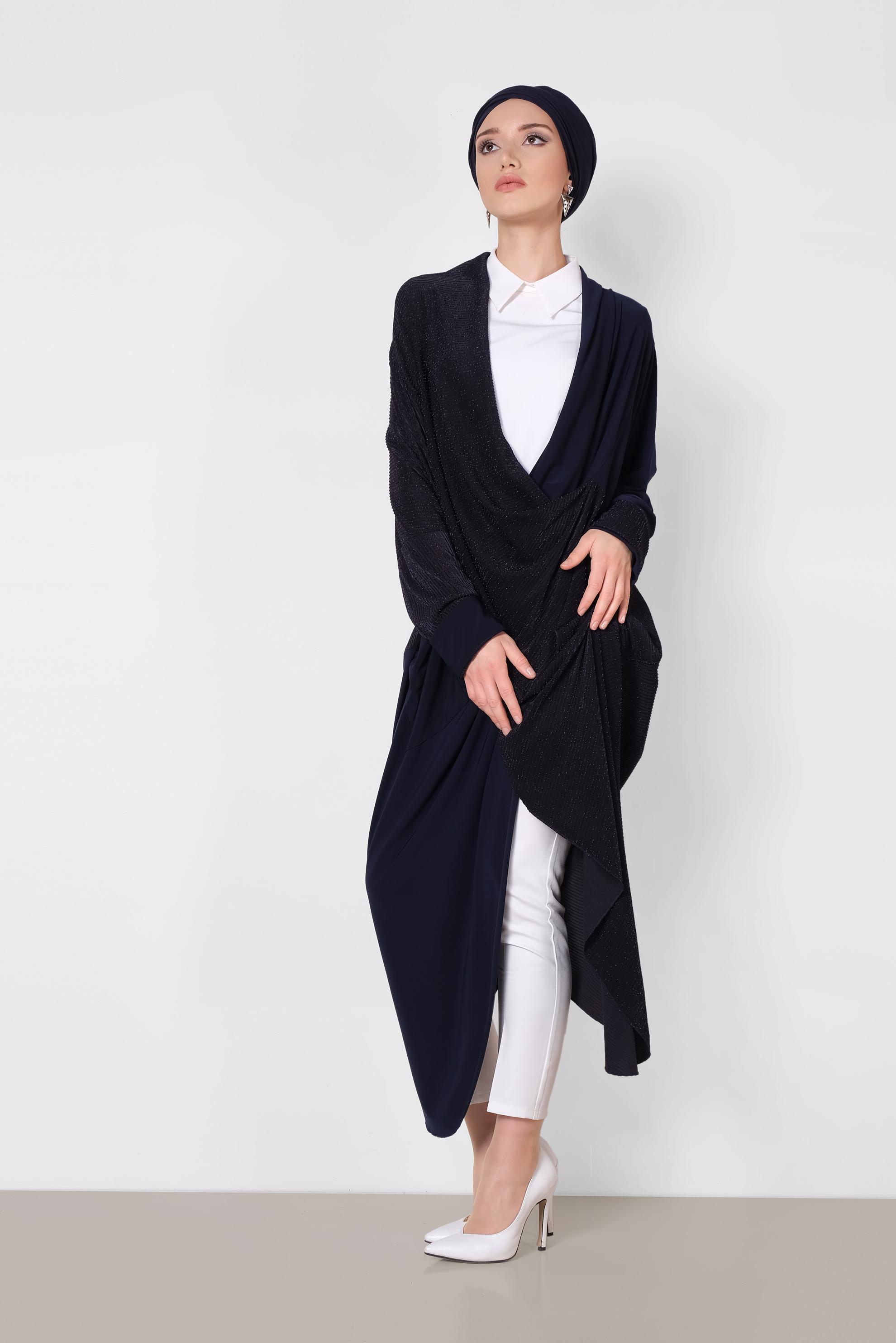 Tesettür giyim LACİVERT ASİMETRİK SALAŞ KESİM TUNİK 4130