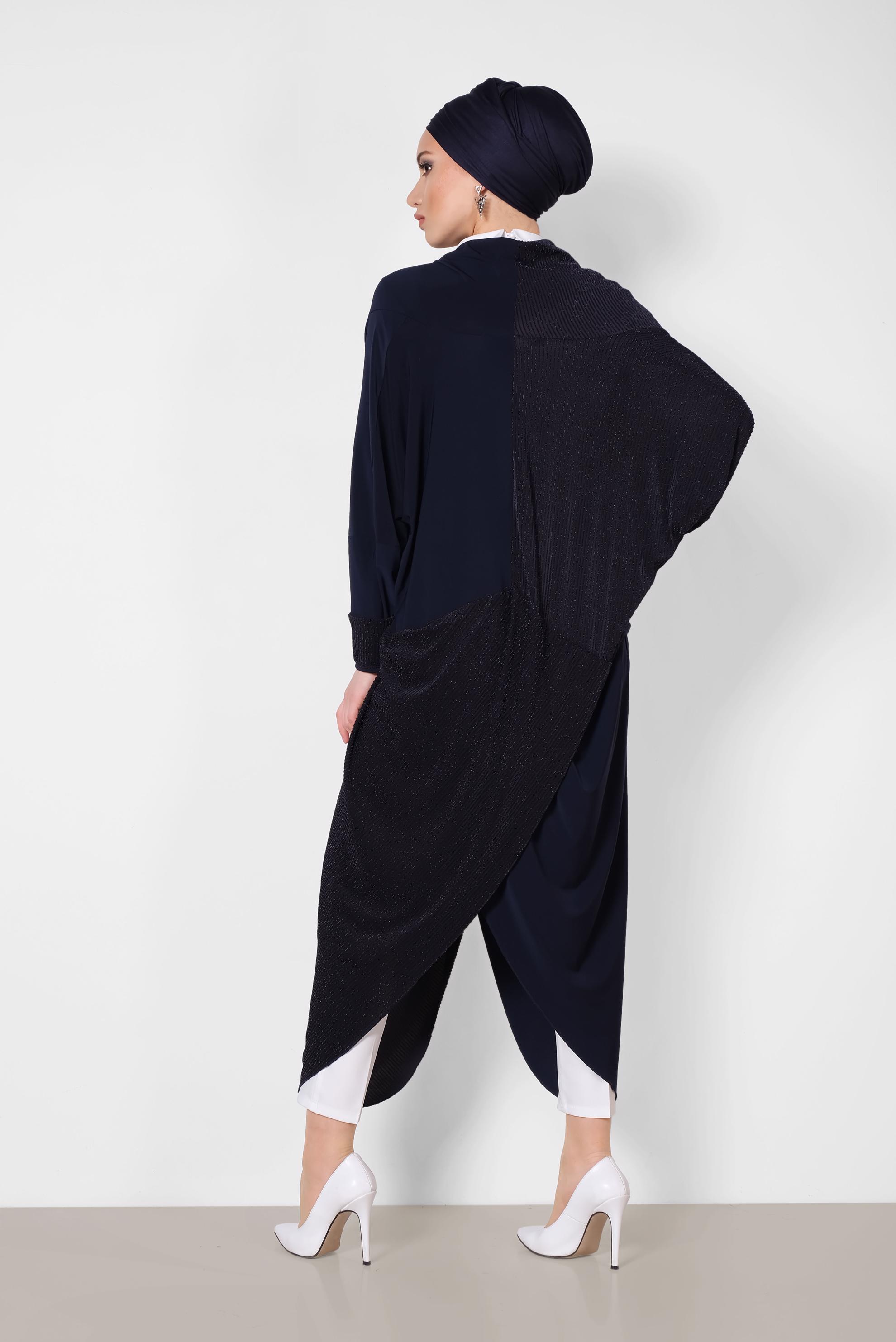 Tesettür giyim LACİVERT ASİMETRİK SALAŞ KESİM TUNİK 4130