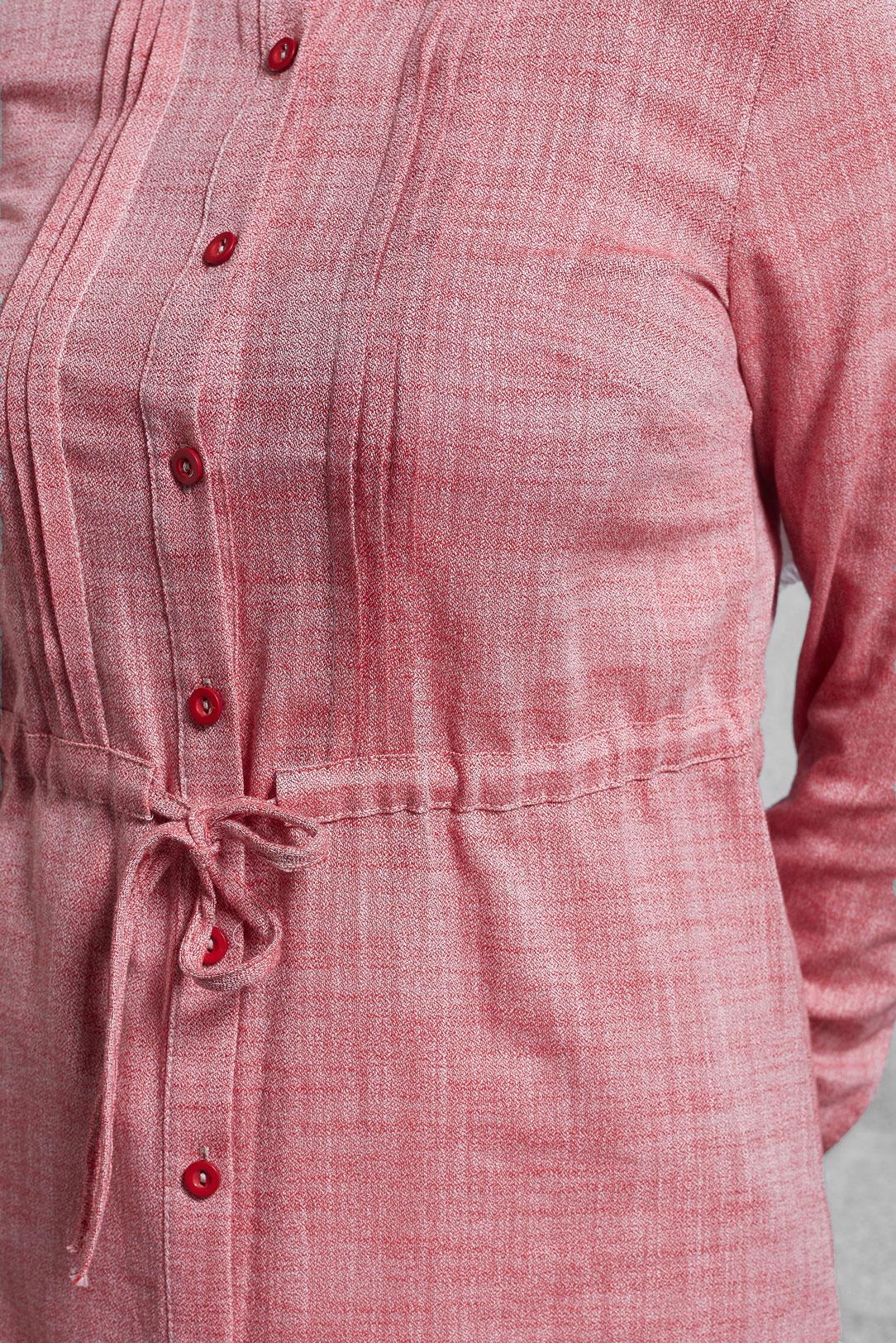 Tesettür giyim KIRMIZI BELİ BÜZGÜLÜ TUNİK 4147