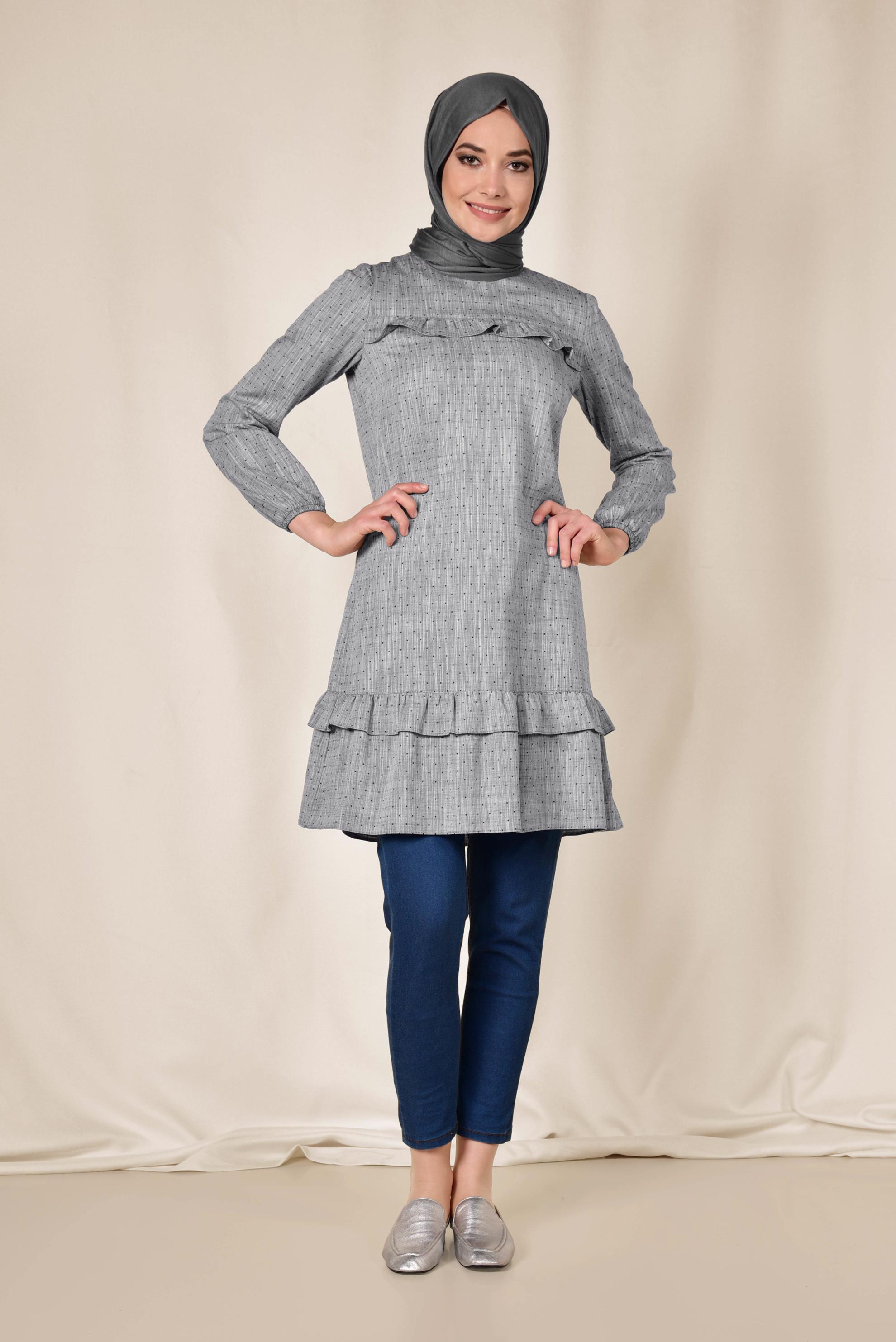 Tesettür giyim LACİVERT FIRFIRLI TUNİK 4151