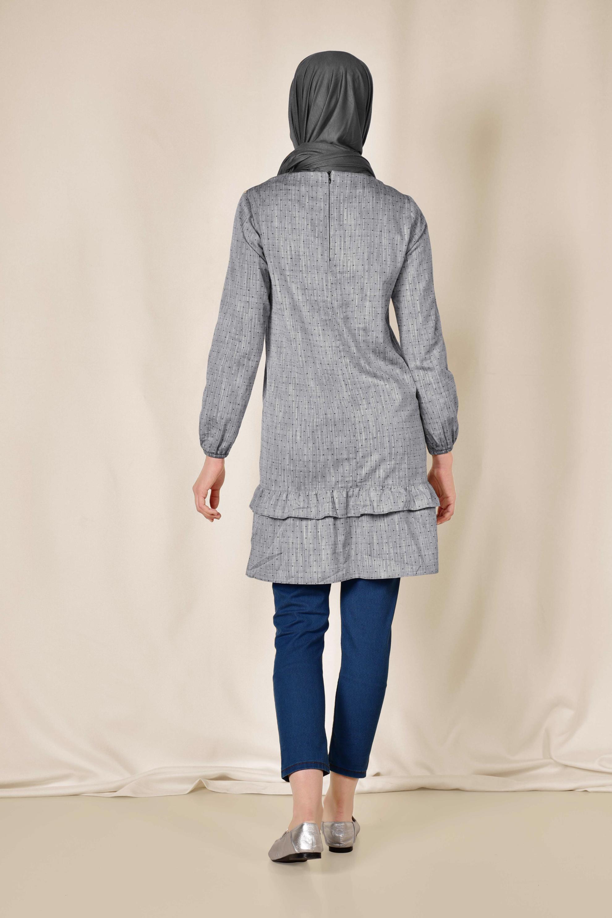 Tesettür giyim LACİVERT FIRFIRLI TUNİK 4151