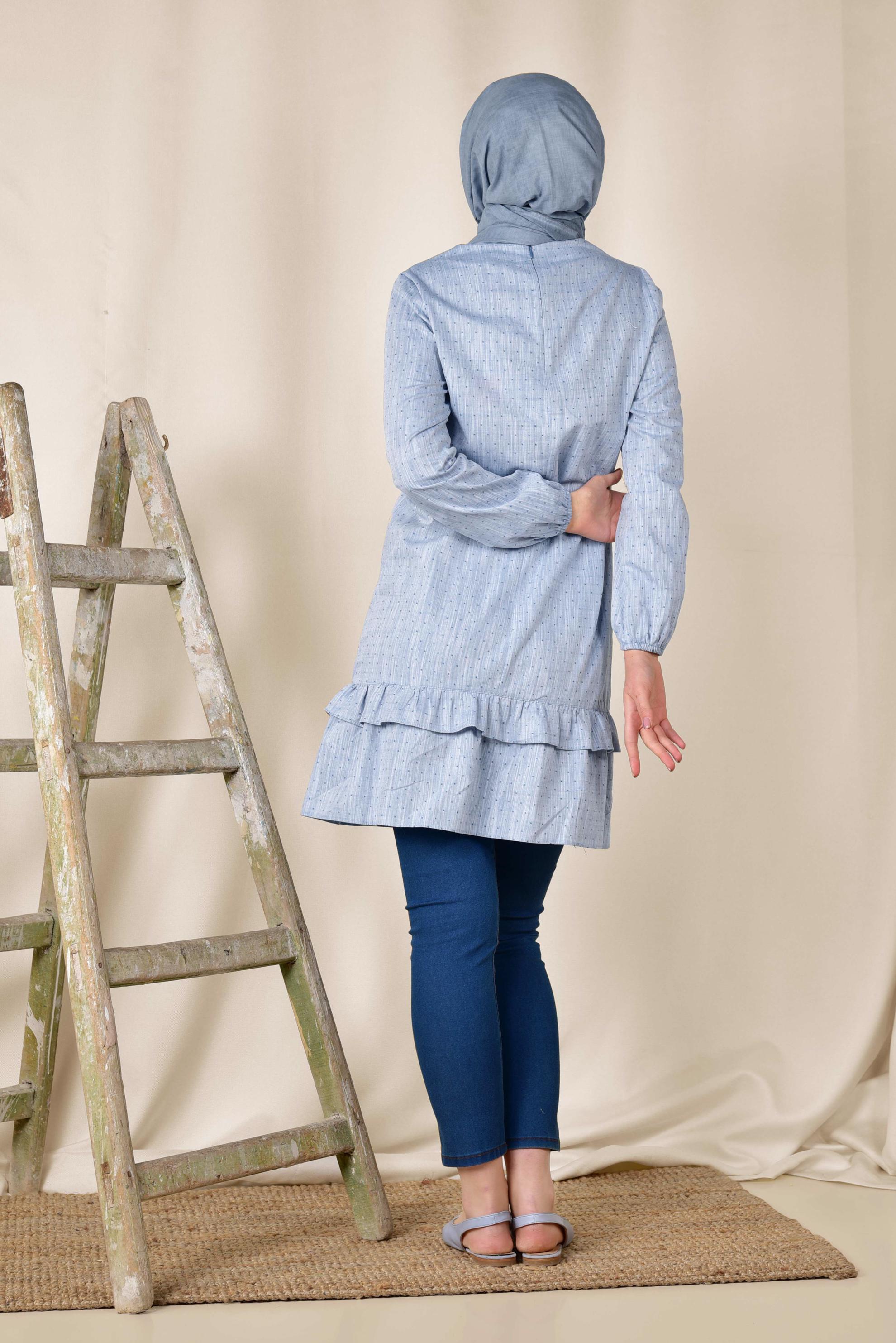 Tesettür giyim LACİVERT FIRFIRLI TUNİK 4151