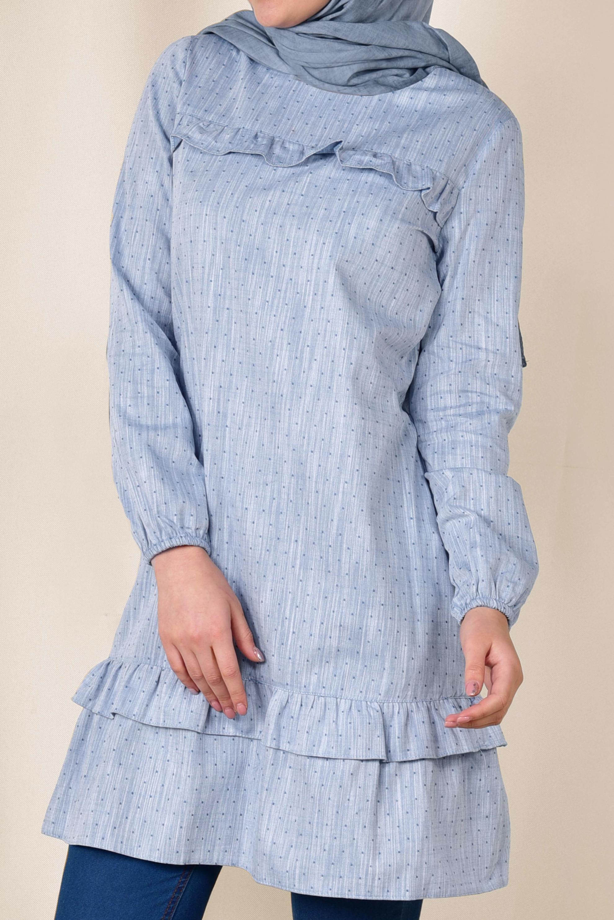 Tesettür giyim LACİVERT FIRFIRLI TUNİK 4151