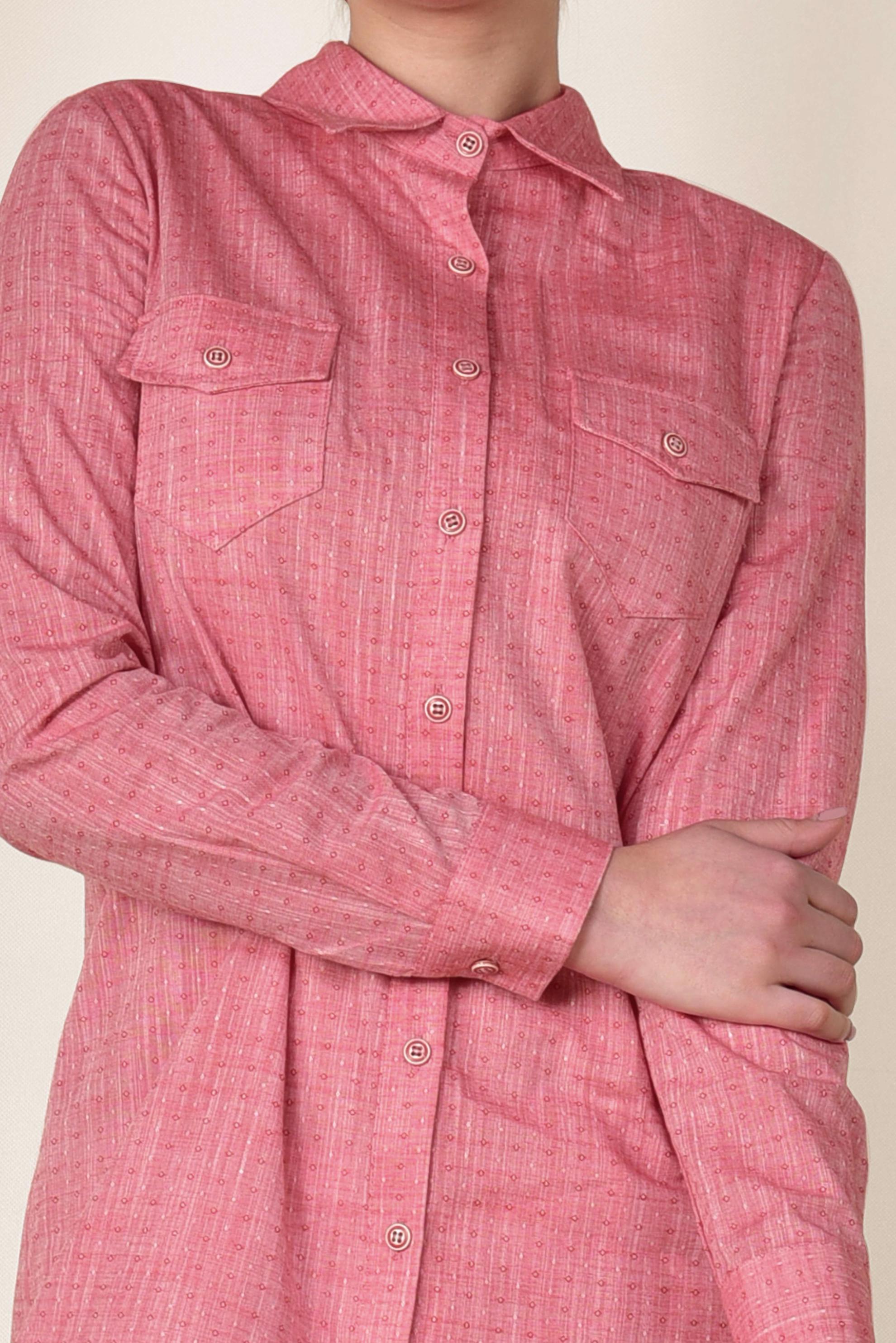 Tesettür giyim KIRMIZI GÖMLEK YAKA TESETTÜR TUNİK 4152