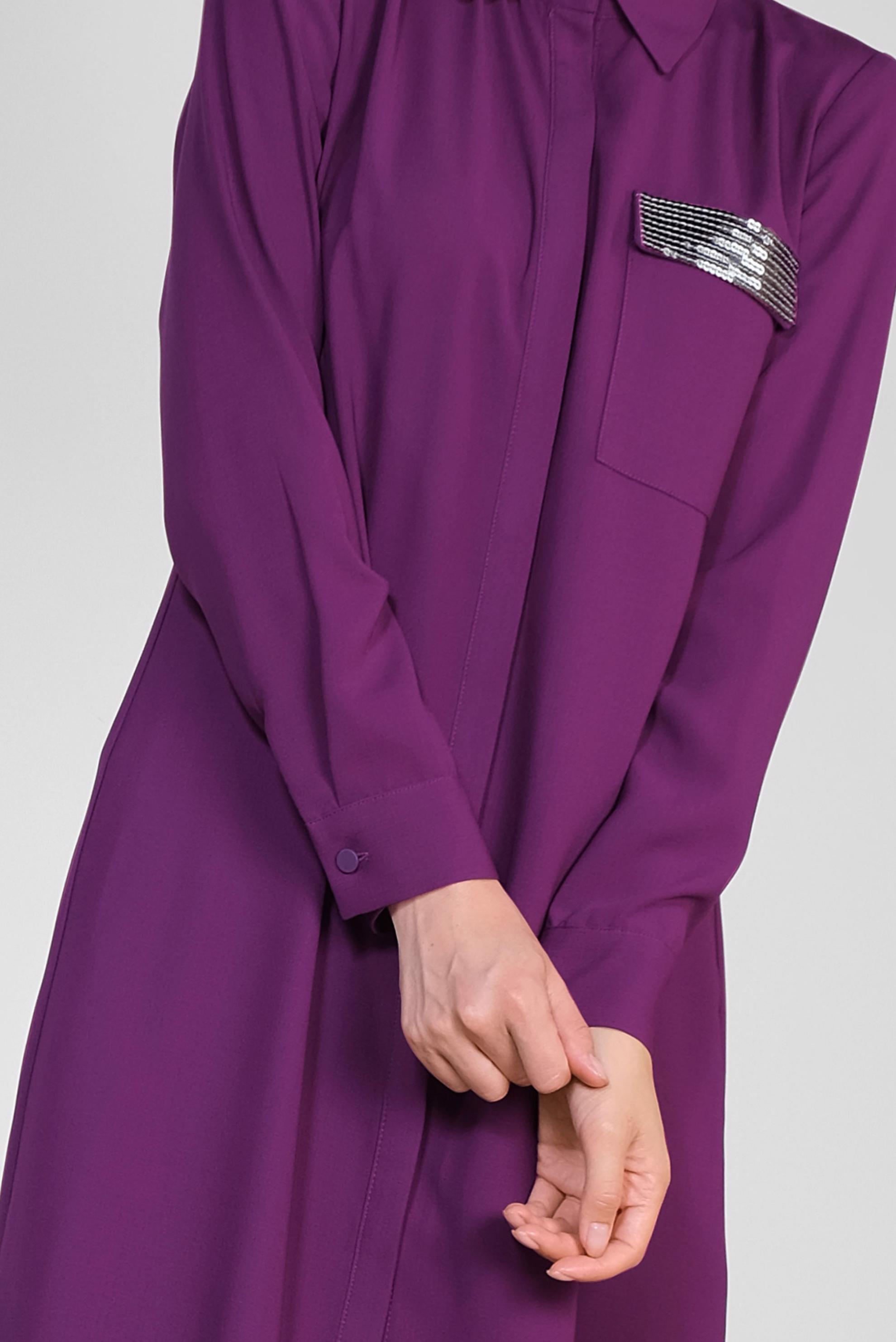 Tesettür giyim MOR PUL PAYET DETAYLI ERKEK YAKA TUNİK 4156 