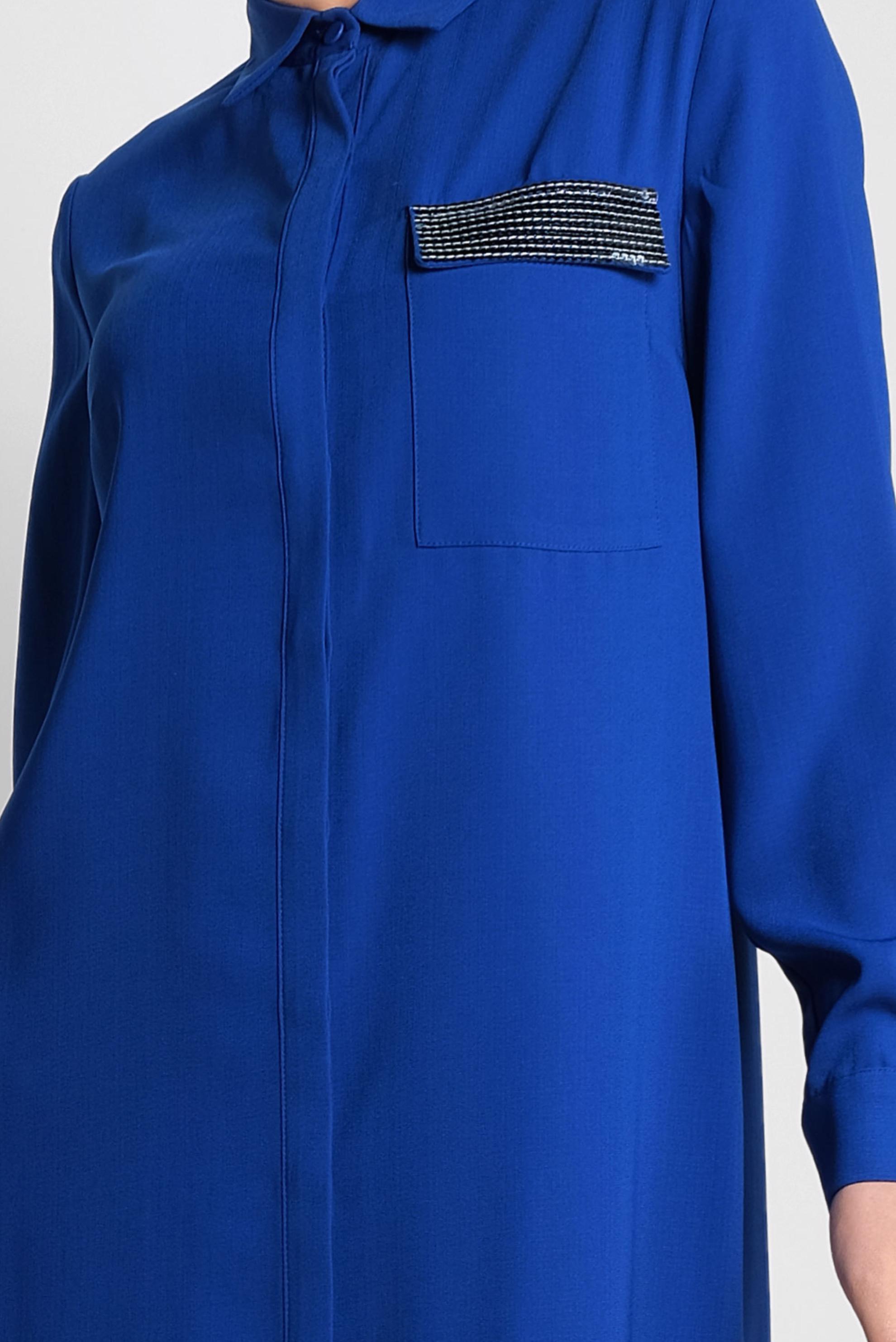 Tesettür giyim LACİVERT PUL PAYET DETAYLI ERKEK YAKA TUNİK 4156 