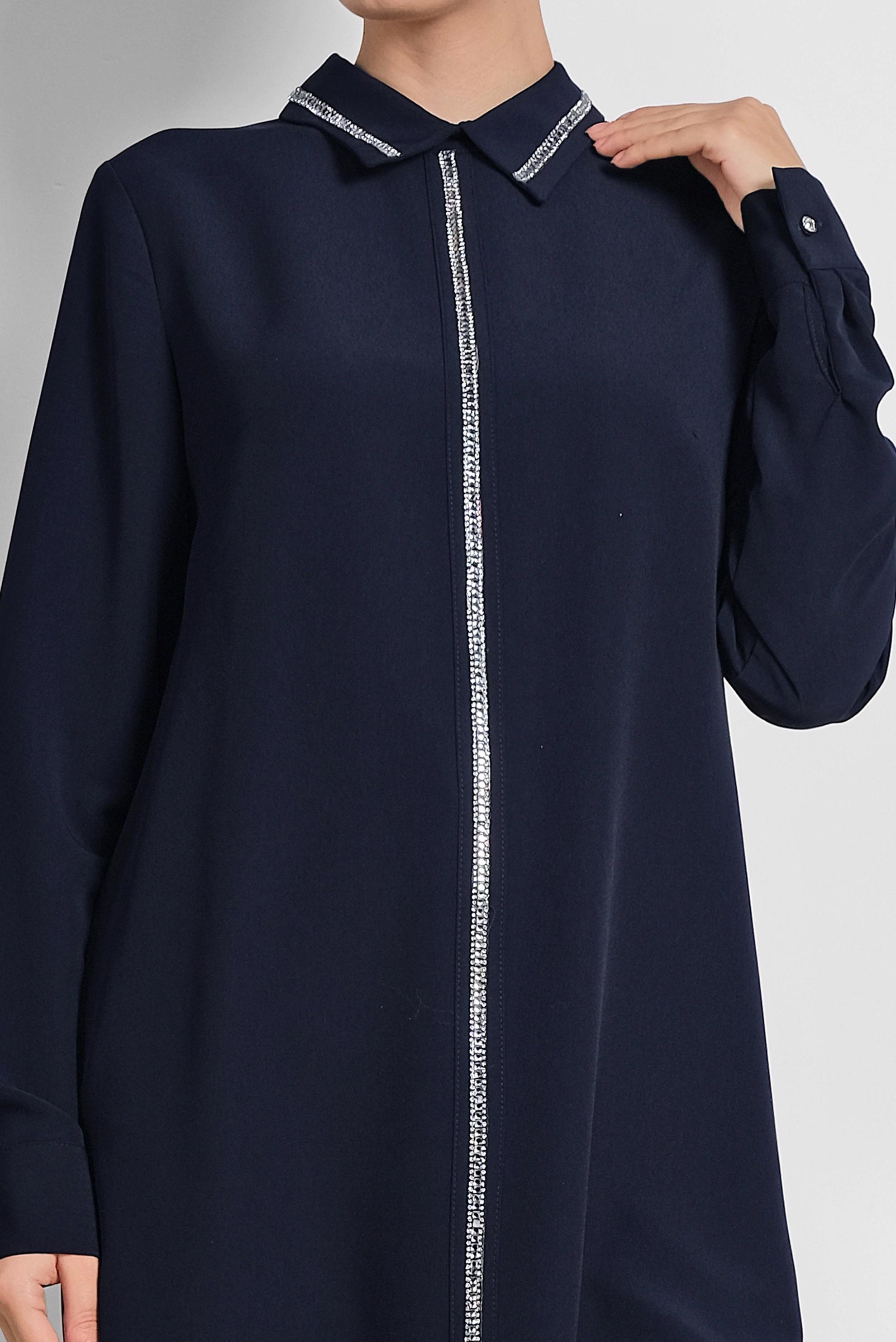 Tesettür giyim LACİVERT TAŞ İŞLEMELİ TUNİK 4161