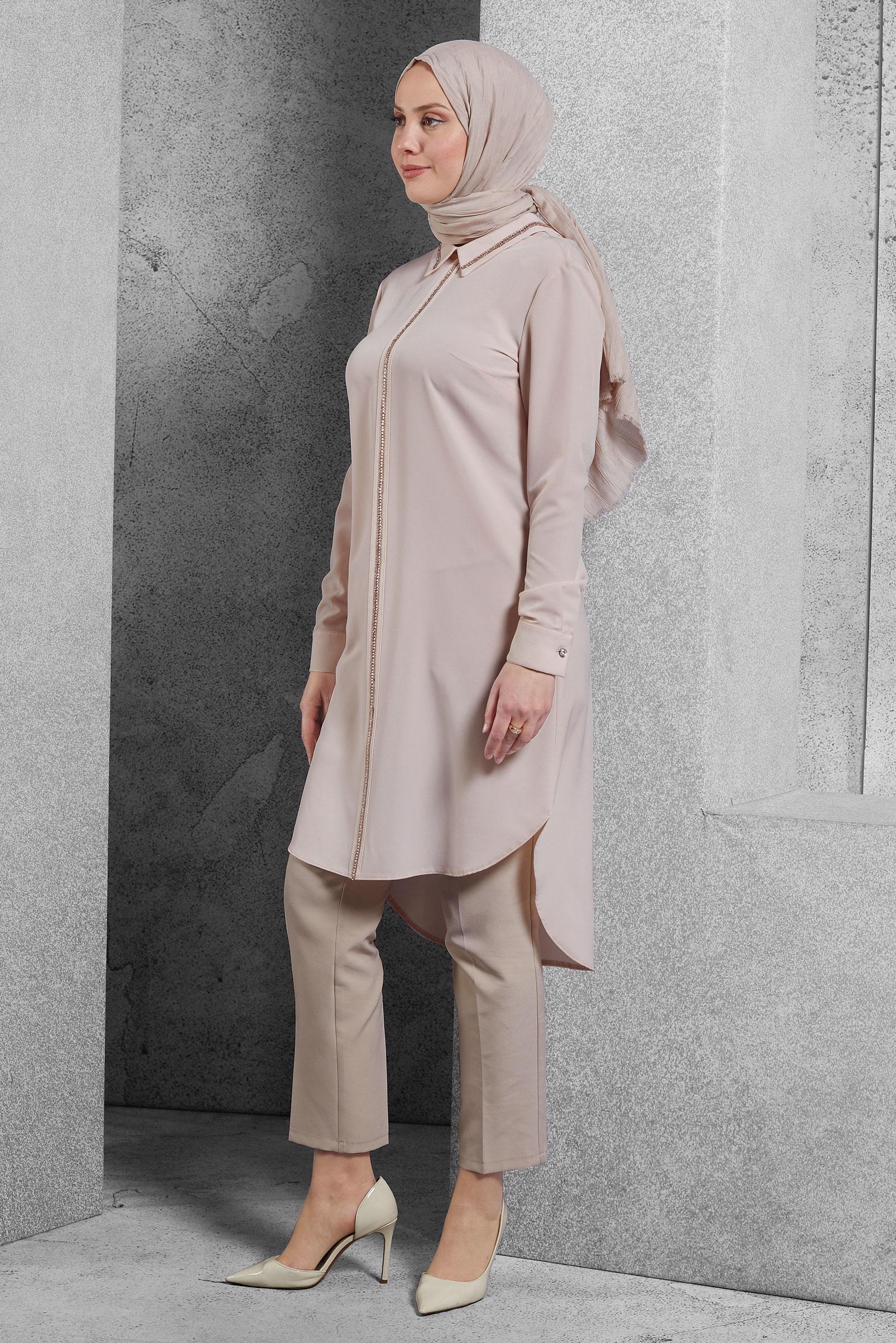 Hijab clothing POWDER GEM EMBROIDERED TUNIC 4161