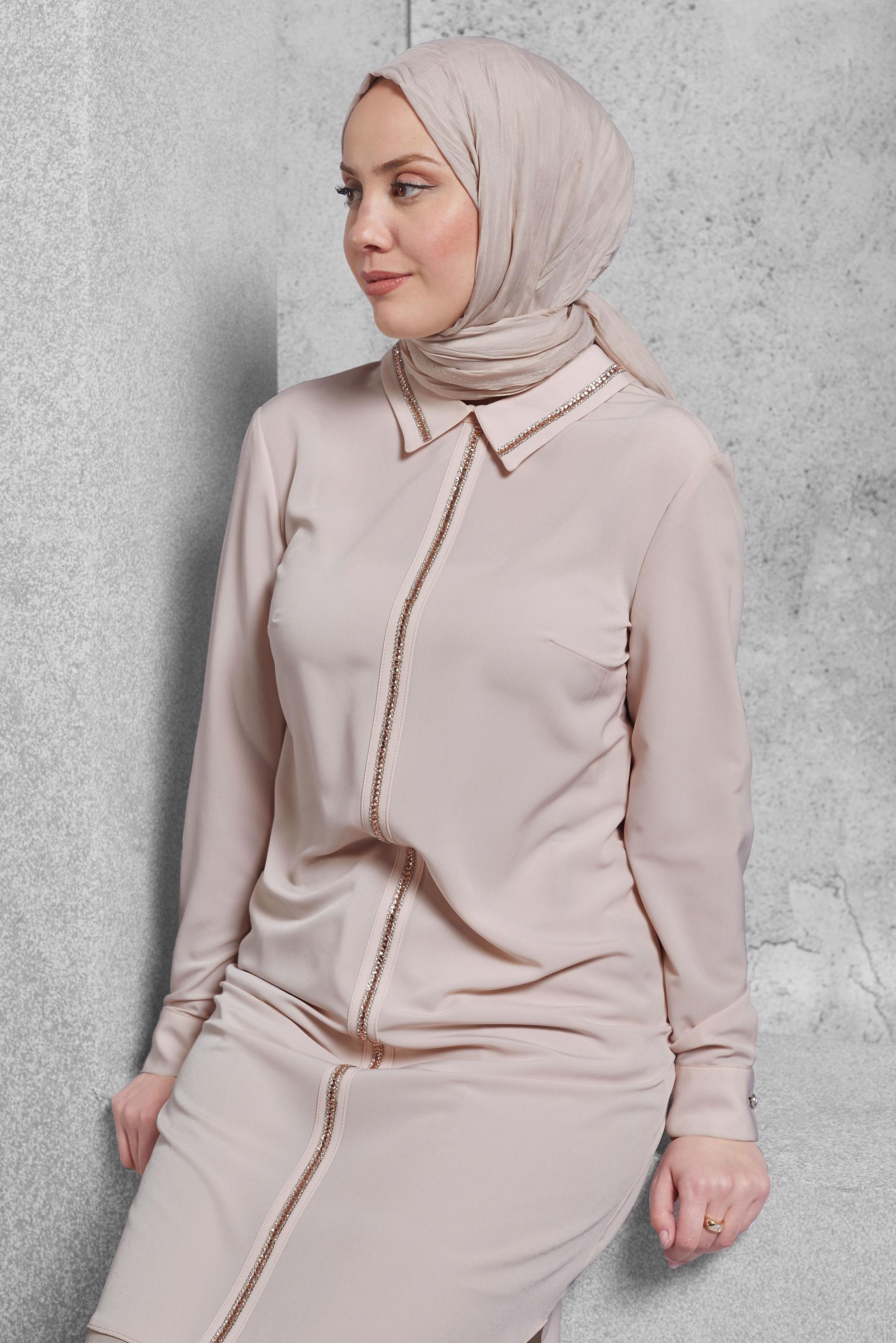 Hijab clothing POWDER GEM EMBROIDERED TUNIC 4161