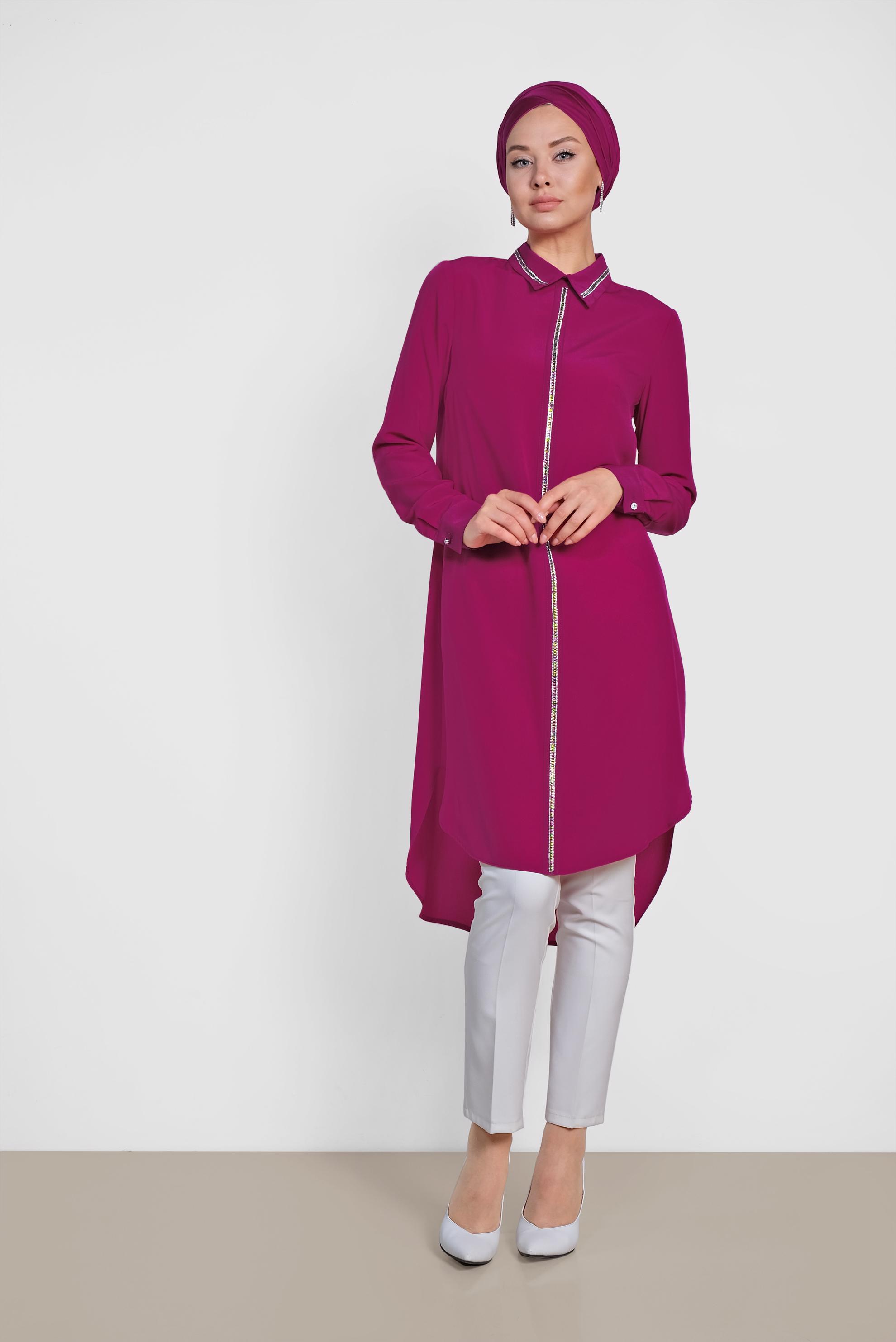 Tesettür giyim MÜRDÜM TAŞ İŞLEMELİ TUNİK 4161